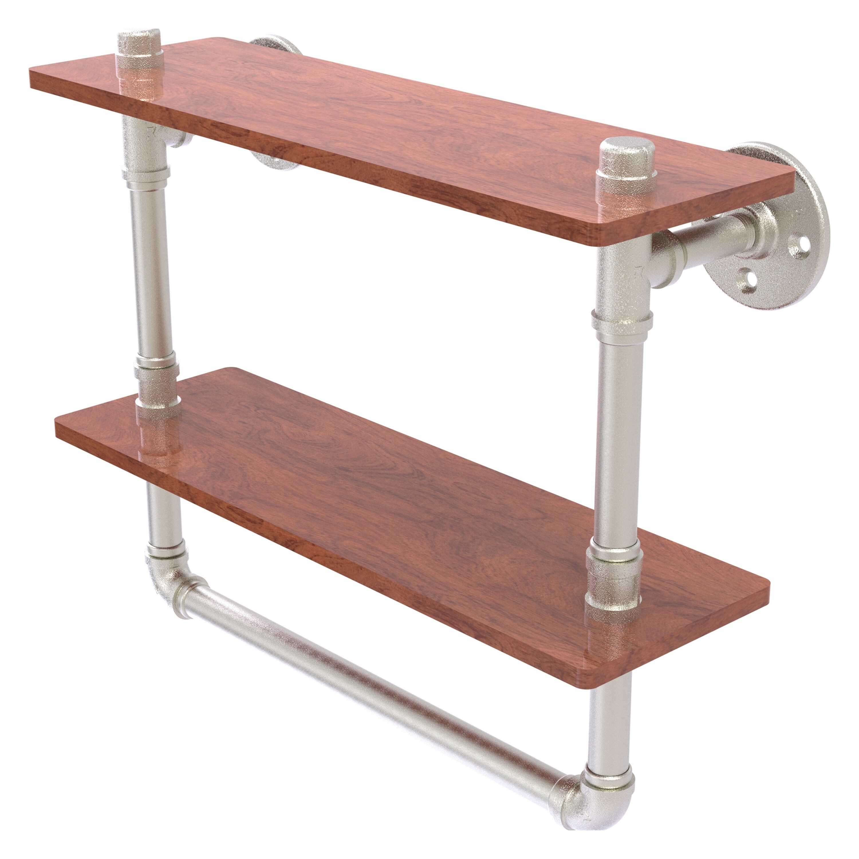Allied Brass P-480-16-DWSTB-SN Pipeline Satin Nickel 2 -Tier Metal Wall mount Bathroom Shelf ( 16-in x 13.2-in x 5-in )