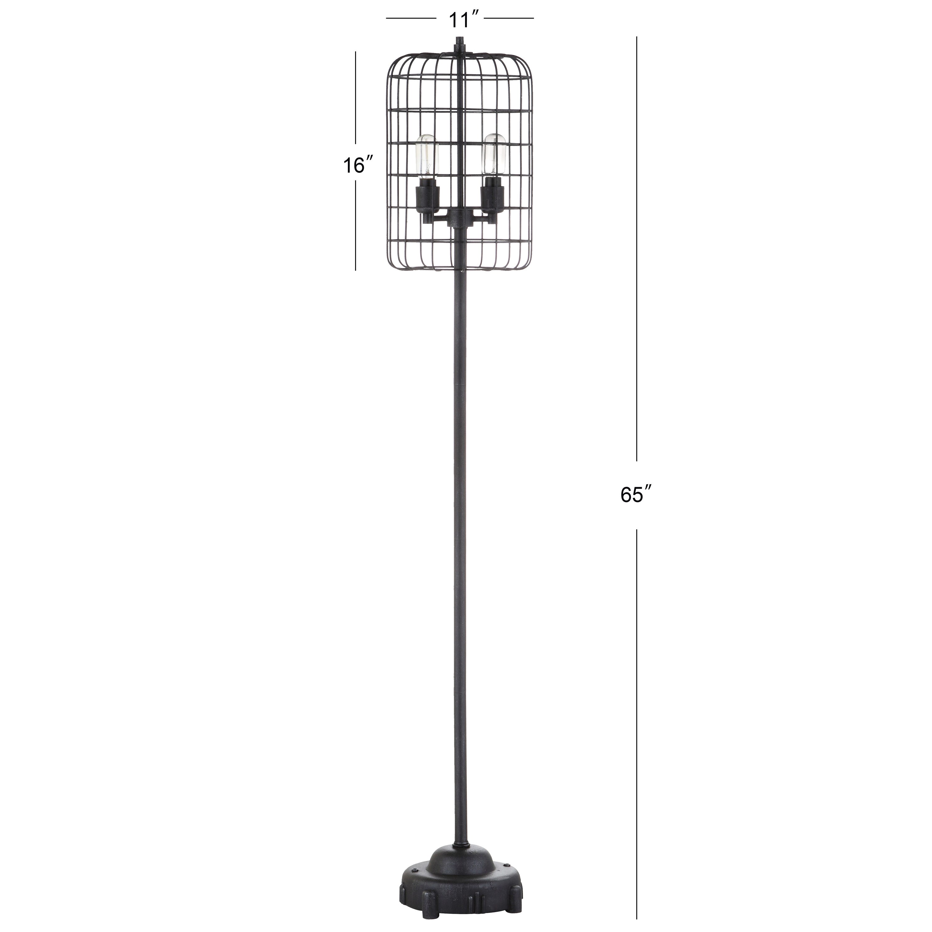Odette 65" Black/Silver Industrial Metal Floor Lamp with Edison Bulb