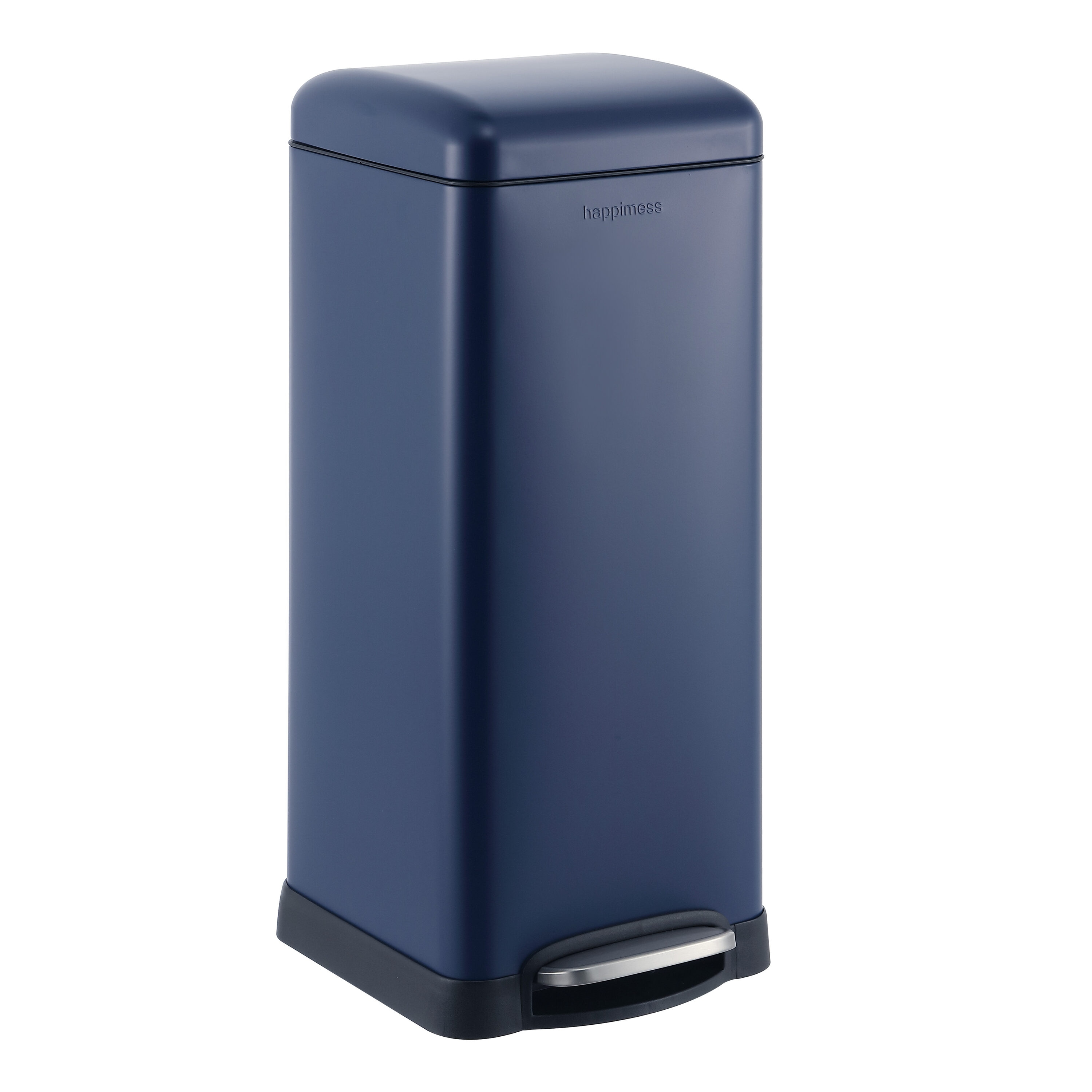 happimess HPM1007H 8 Gallon Denim Blue Metal Indoor Kitchen Step Trash Can