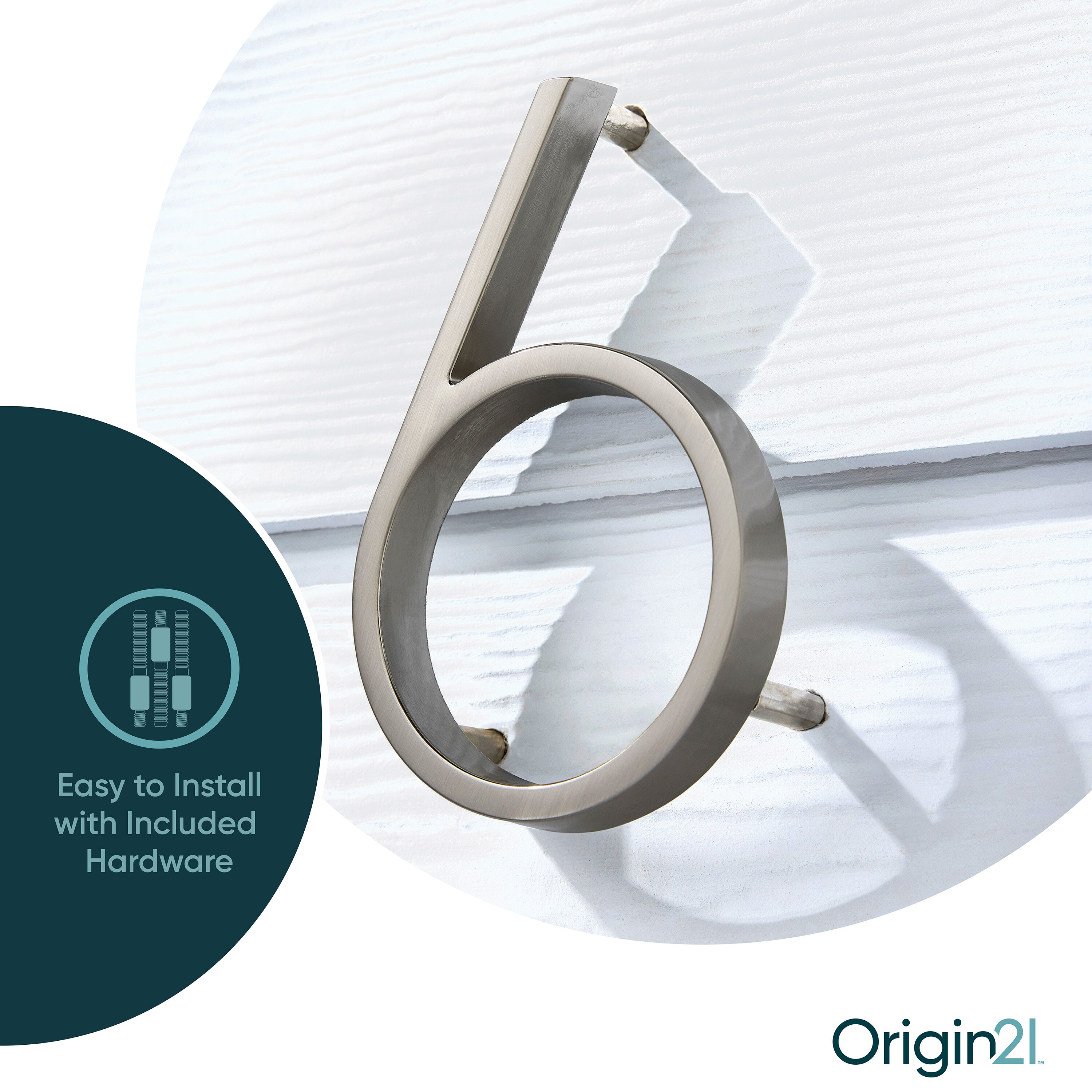 Origin 21 Axel Park 5in Brushed Nickel Number 6 in the House Letters