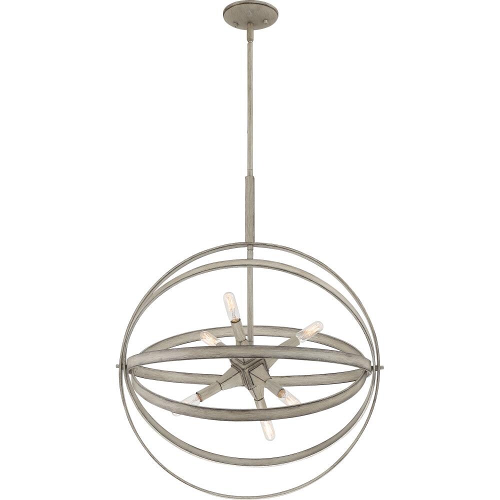 Quoizel OCL2823WM Oculus 6-Light Weathered White Maple Transitional Globe Hanging Pendant Light