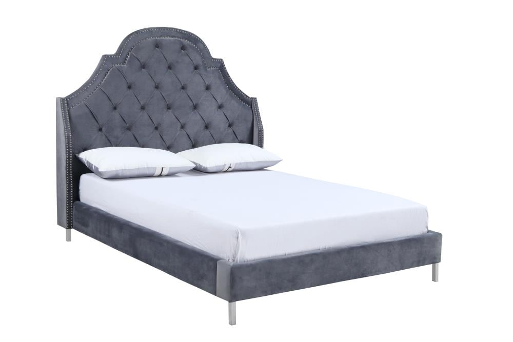 Chic Home Design Napoleon Dark Grey Queen Wood Upholstered Bed at Lowes.com