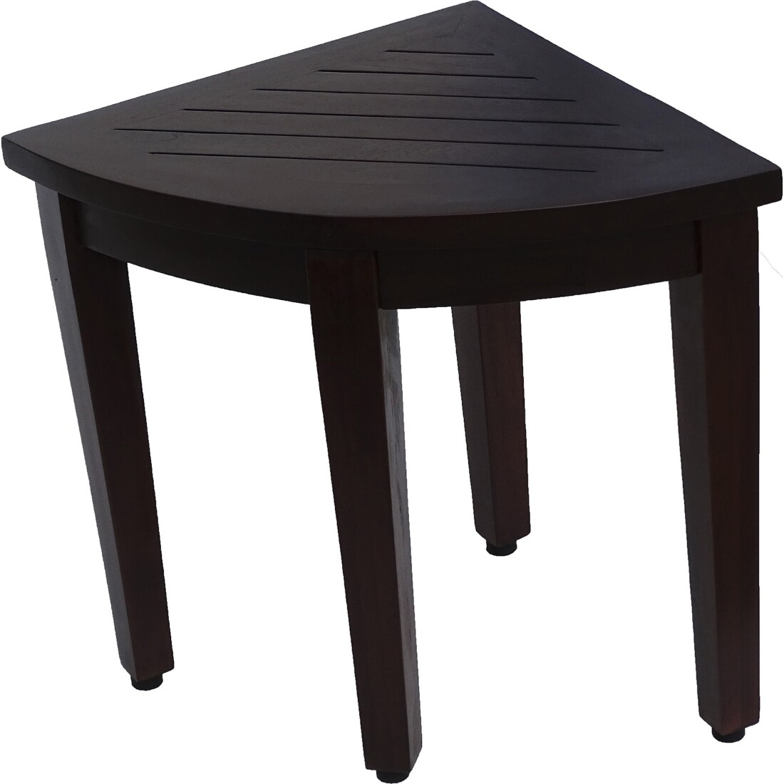 HomeRoots 4000376684 Compact Teak Corner Shower or Outdoor Bench with Shelf in Brown Finish