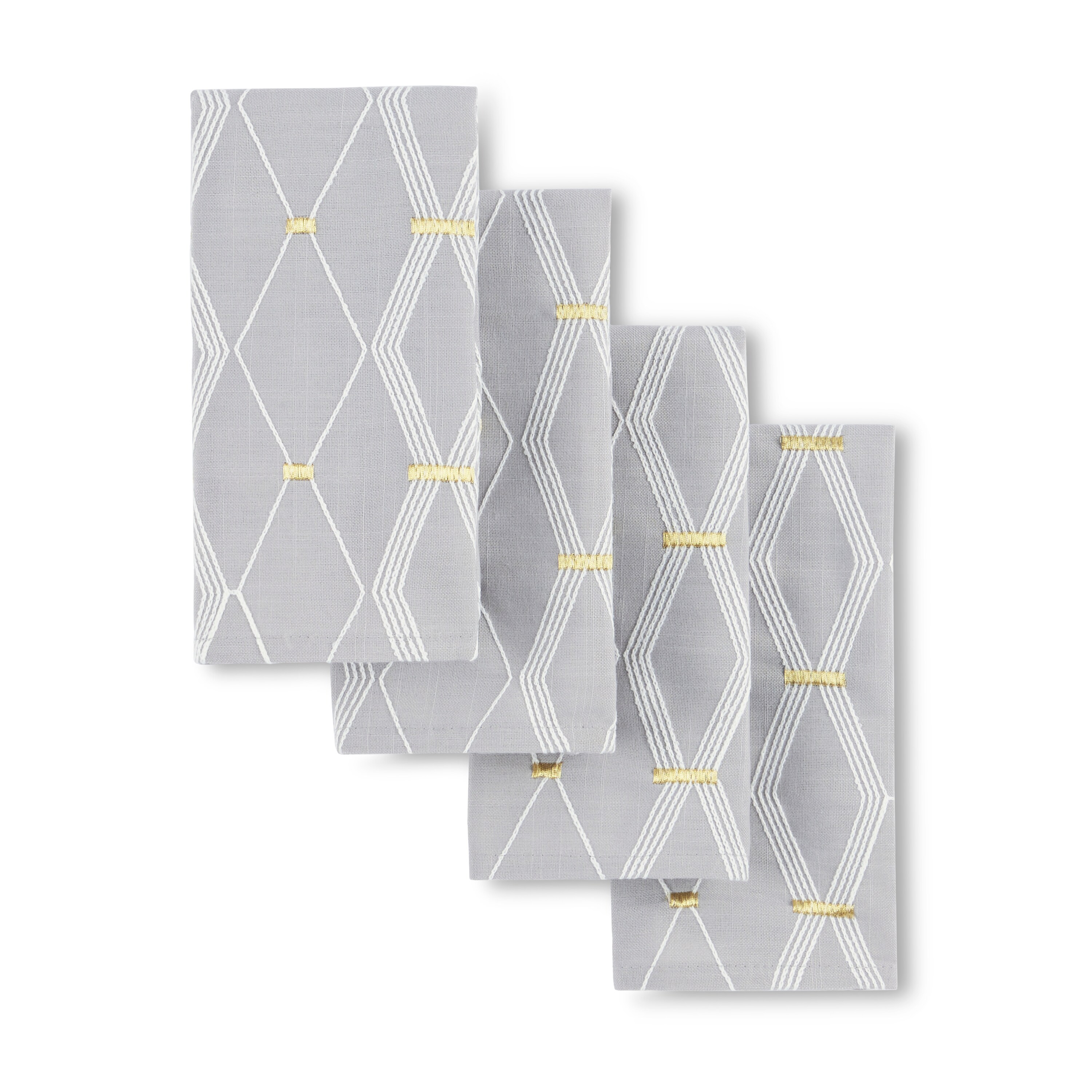allen + roth N-GEOCS-451 4 -Pack Gray Polyester Square Napkin(s)