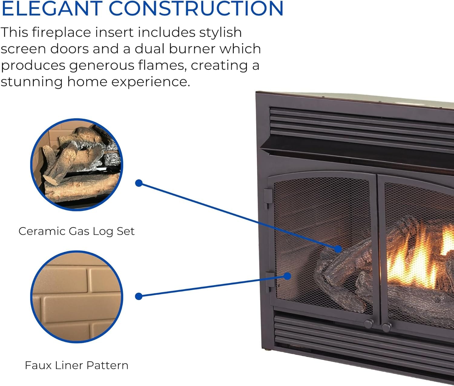 Duluth Forge 27-in W 32000-BTU Black Vent-free Dual-Burner Gas Fireplace Insert FDF400T-ZC Sansujyuku sansujyuku.com