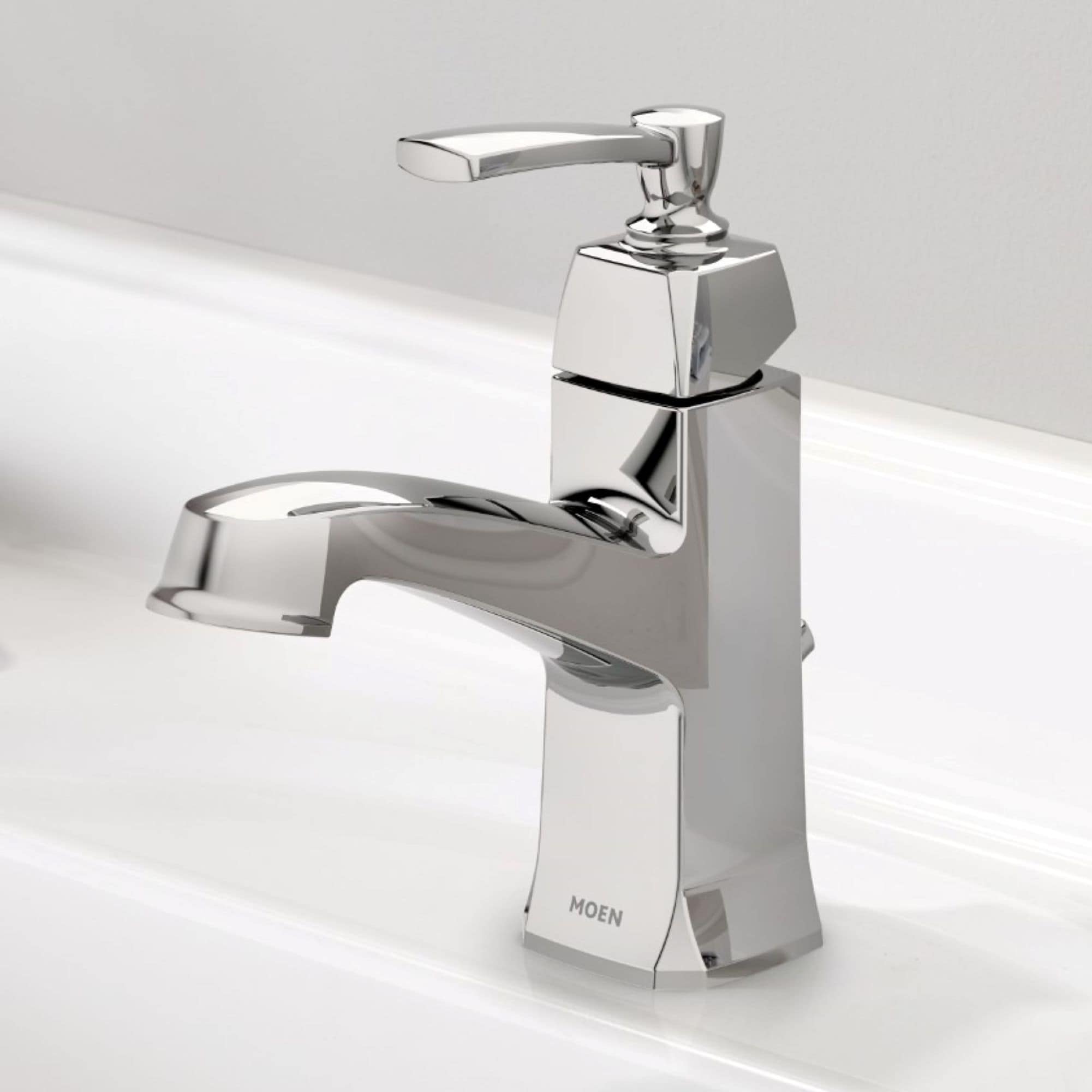 Moen WS84923 Conway Chrome Single hole 1-handle WaterSense High-arc Residential Handle Bathroom Sink Faucet with Drain with Deck Plate