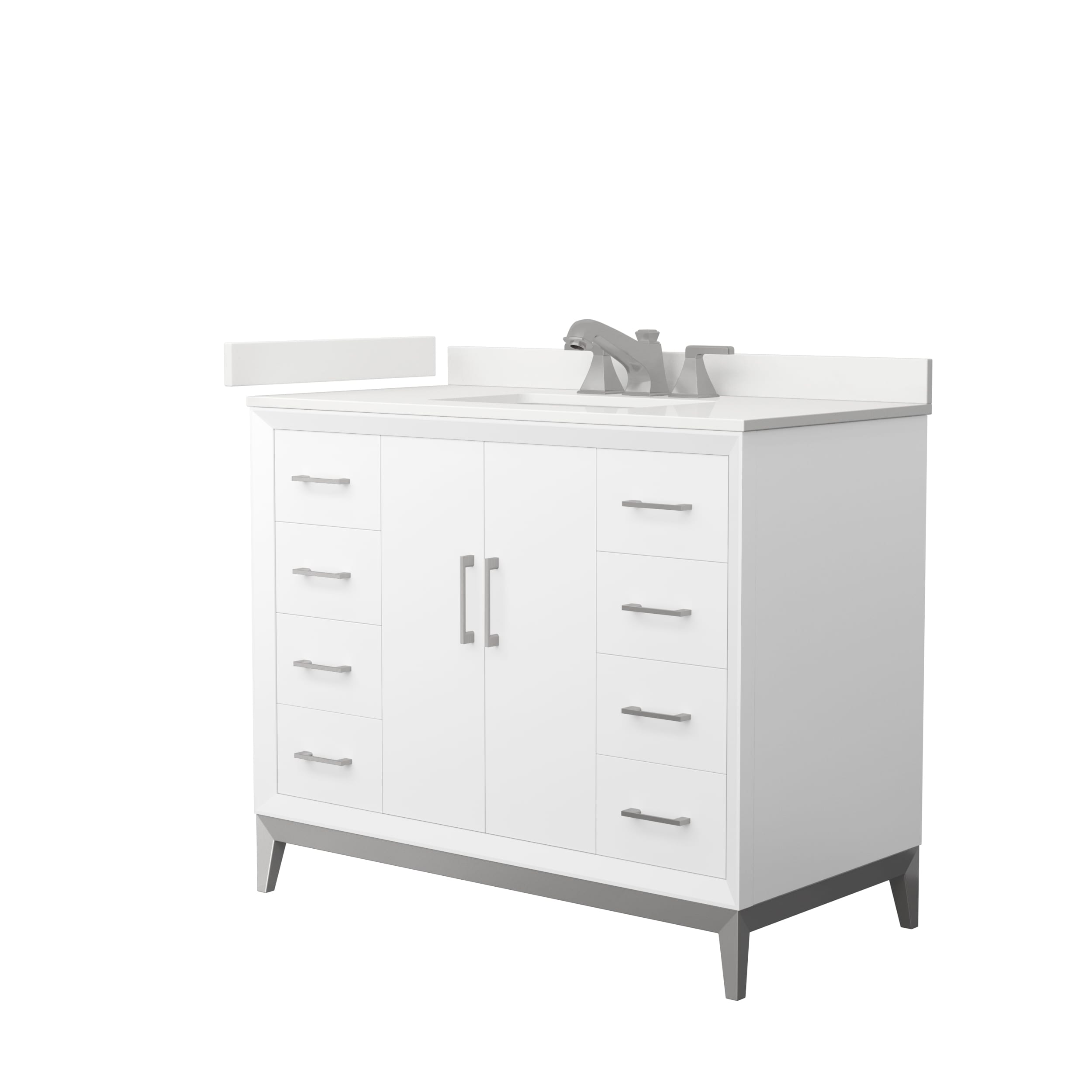 Wyndham Collection WCH818142SWHWQUS3MXX Amici 42-in White Undermount Single Sink Bathroom Vanity with White Quartz Top