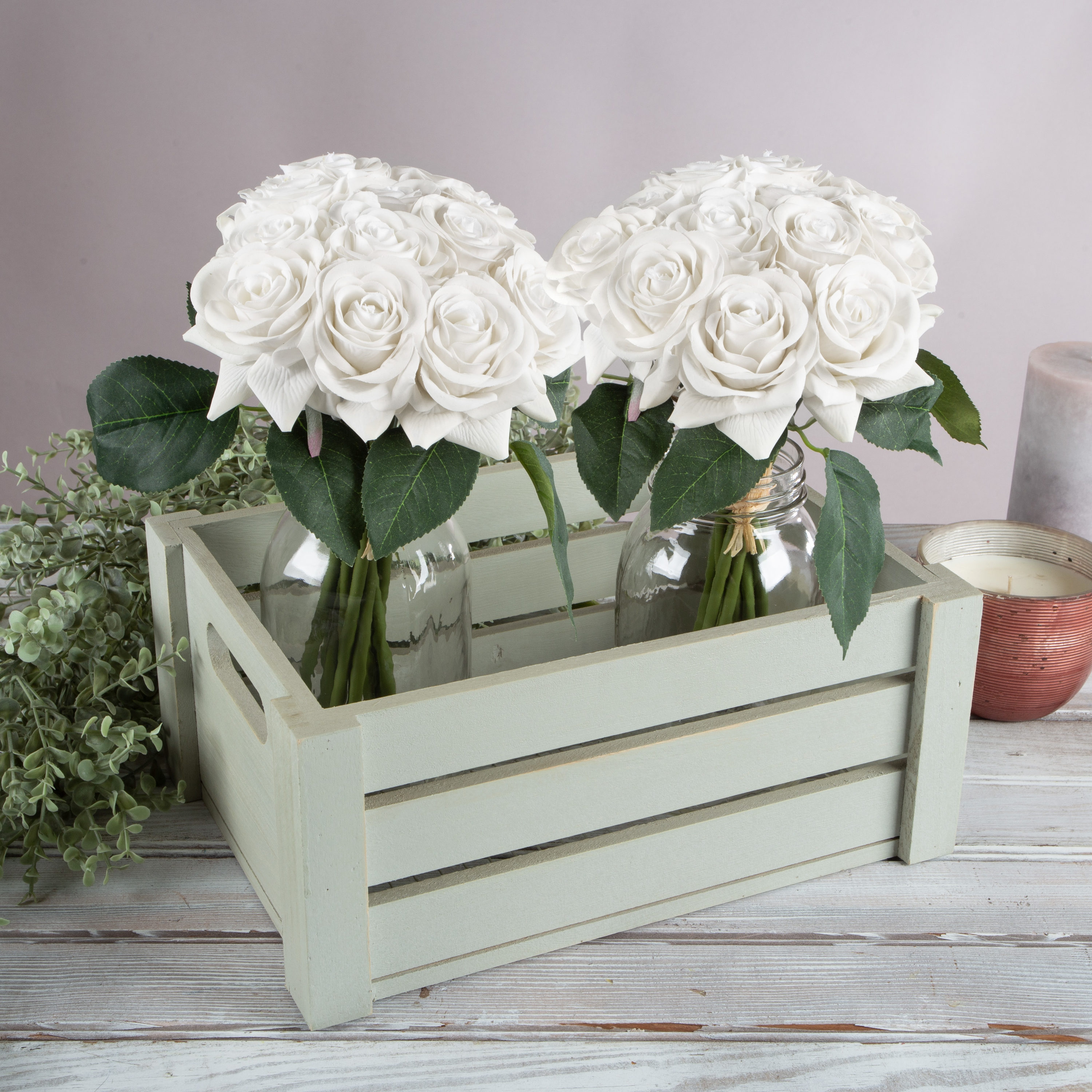 Nature Spring 467253JJS 11.5-Inches White Indoor Desktop Rose Artificial flower