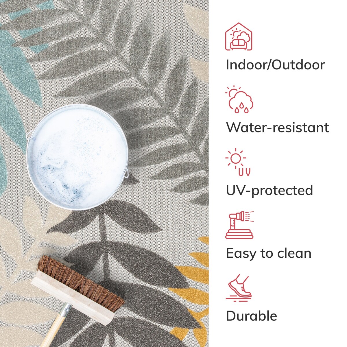 Dorado Mariah Gray Floral High-Low Texture Indoor/Outdoor Runner Rug
