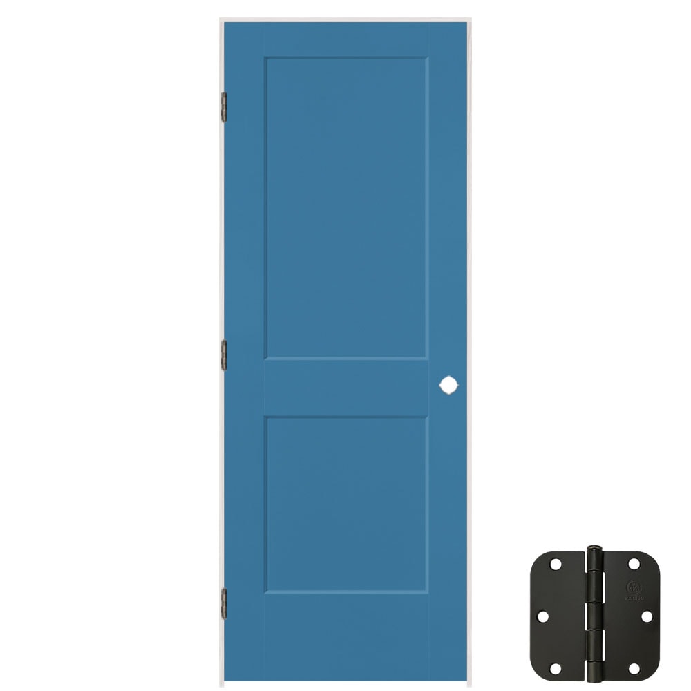 Masonite 5071668 36-in x 80-in Blue Heron Solid core 2-panel square Right hand Smooth Prefinished Molded composite Flat Jamb Single Prehung Interior Door