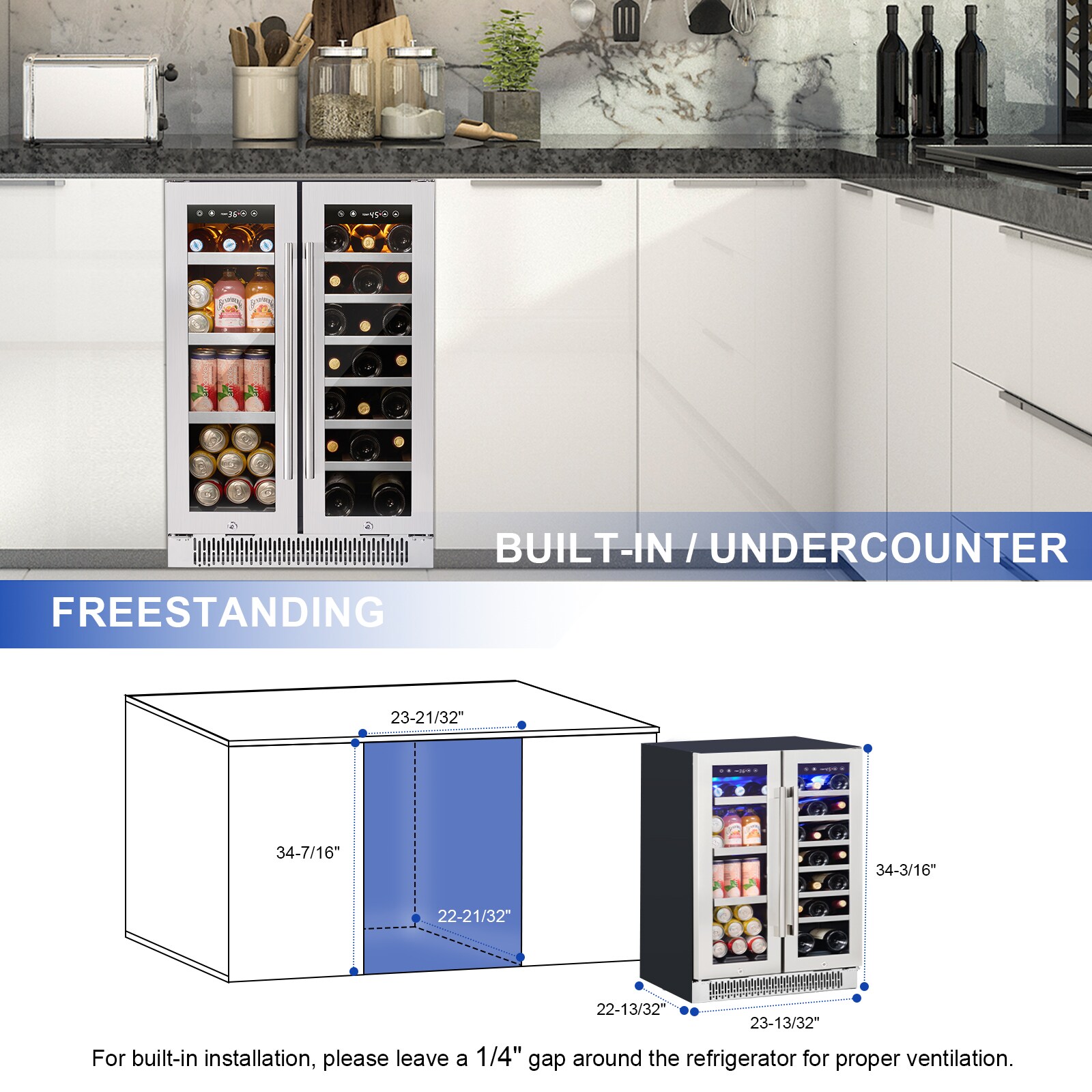 Akicon 23.4-in W 80 -Can Capacity Stainless Steel Built-in/Freestanding Indoor Beverage Refrigerator with Glass Door Sansujyuku sansujyuku.com