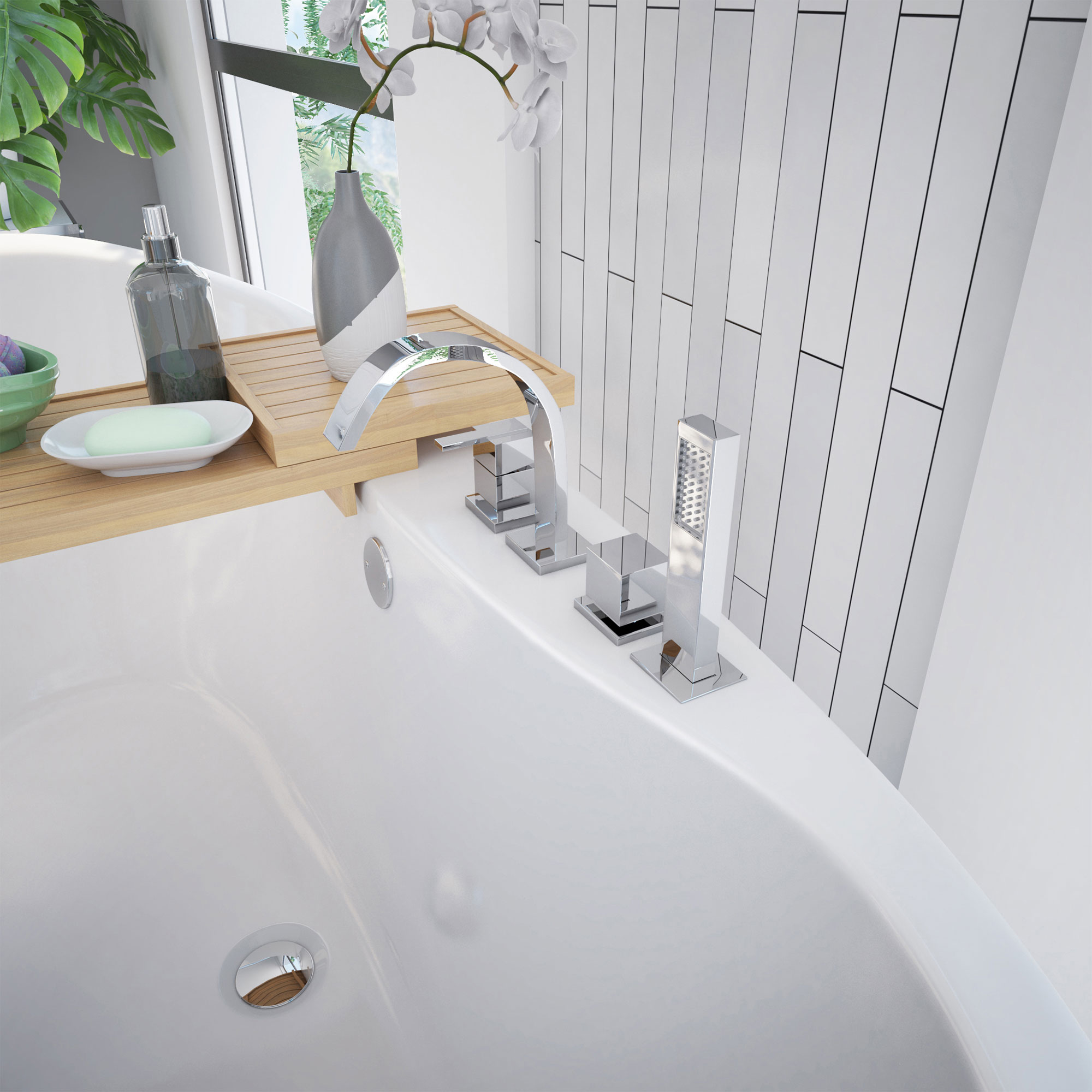 60" White Acrylic Freestanding Soaking Bathtub