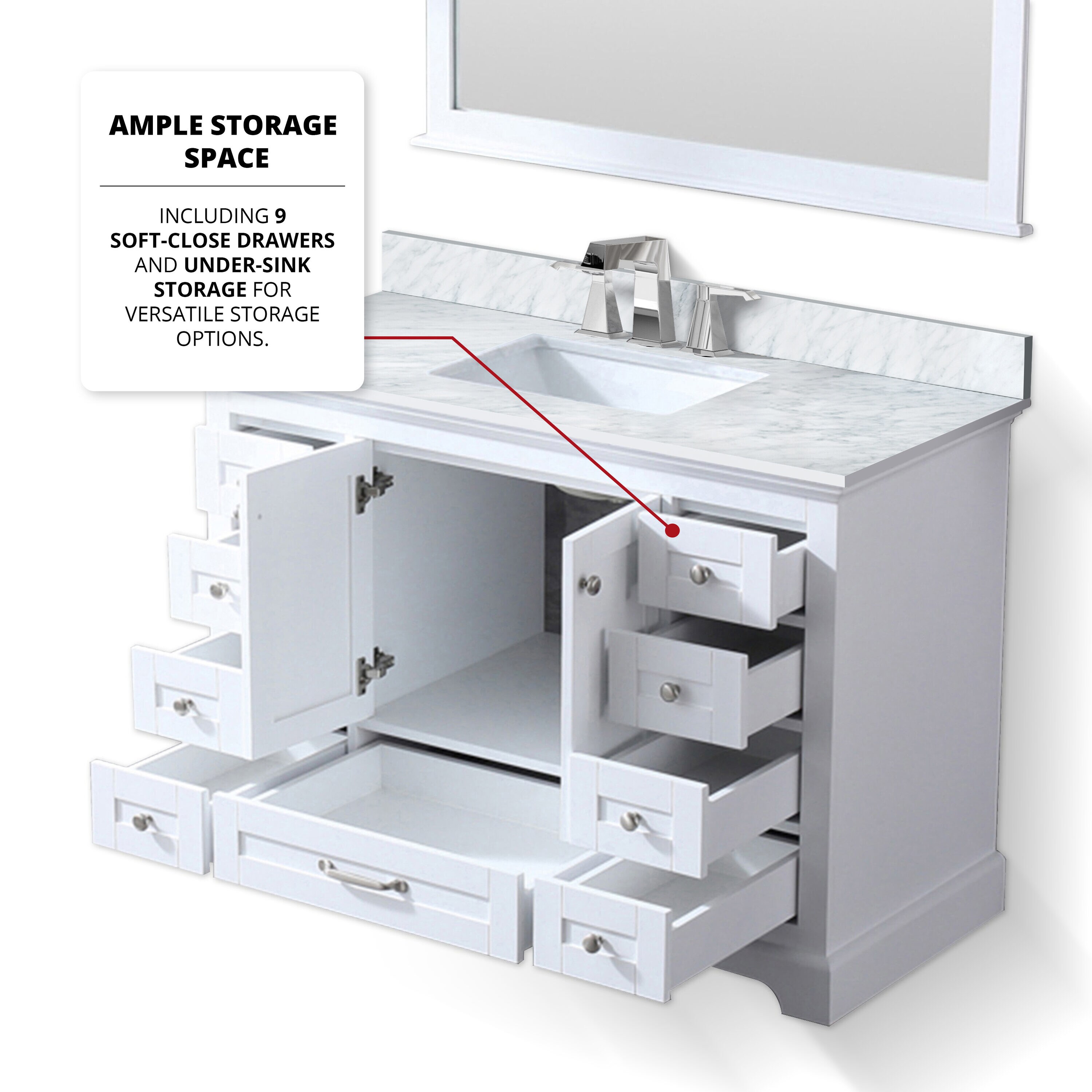 Dukes 48" White Marble Top Single Vanity with Sink