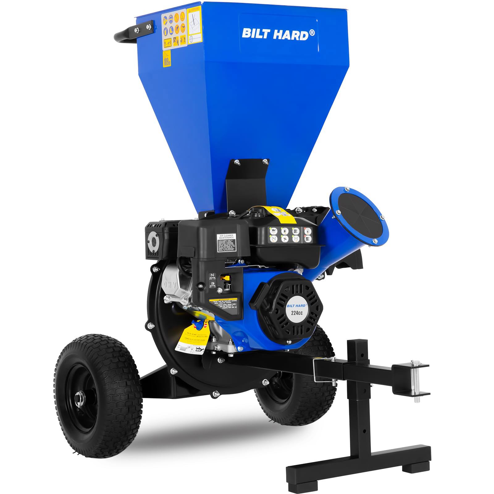BILT HARD TRA-0403 7.5-HP Gas Wood Chipper 3-in Maximum Branch Diameter 2.0-Bushel Bag Included with Tow Hitch