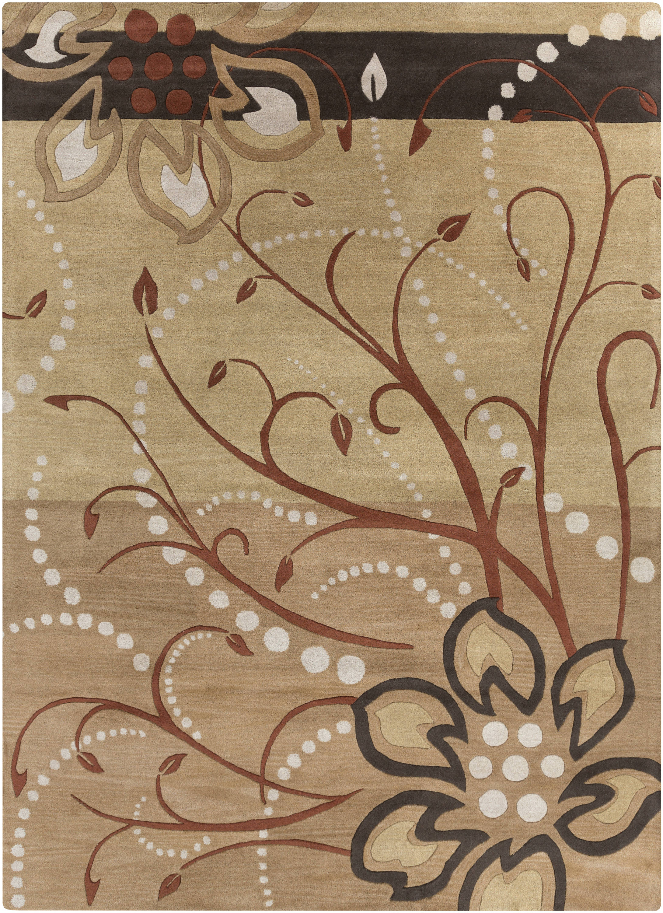 Surya Athena 9 X 12 Wool Brown Indoor Floralbotanical Tropical Area Rug At