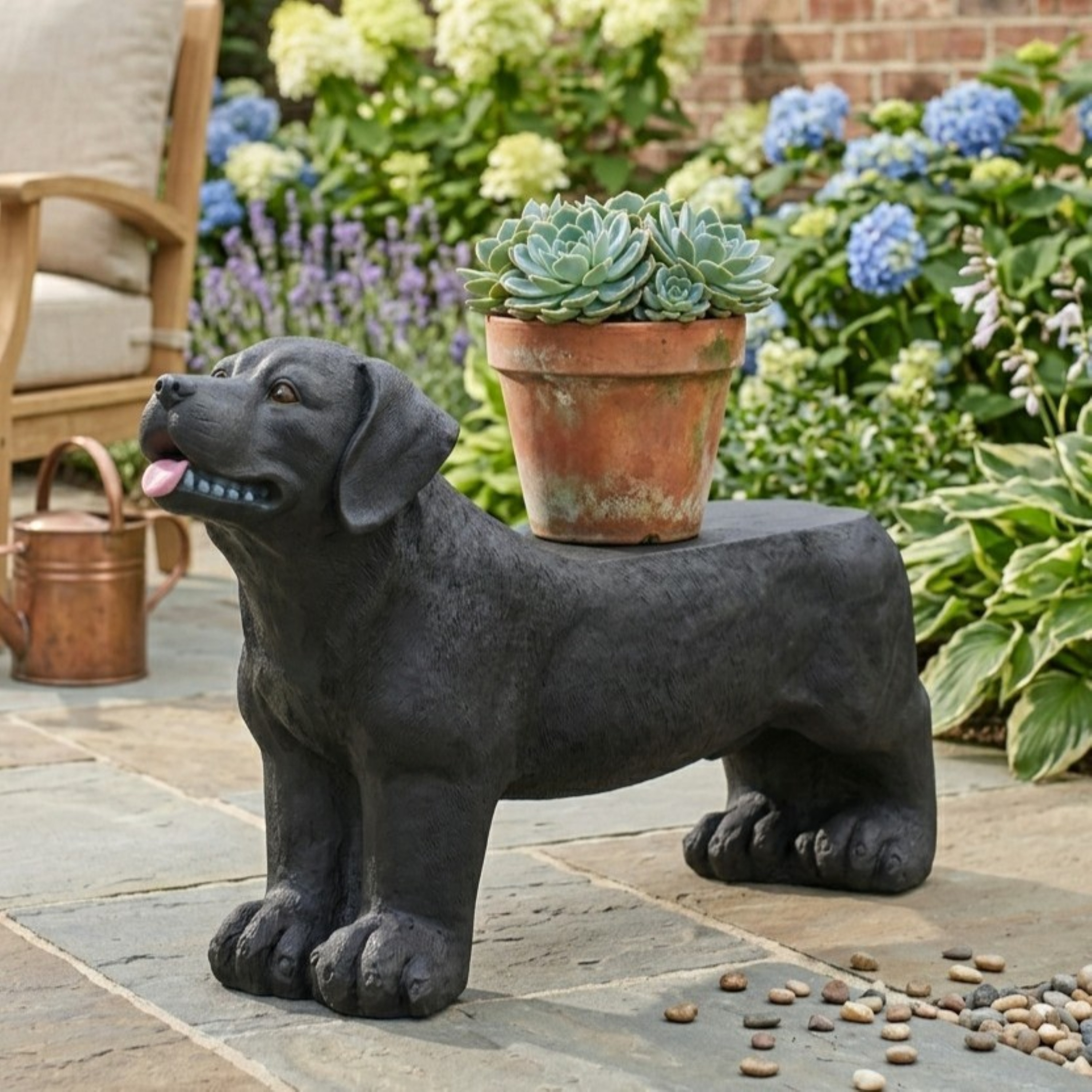 Boho Havens DOG BENCH Outdoor Bench Matte Black + Black No Assembly Required