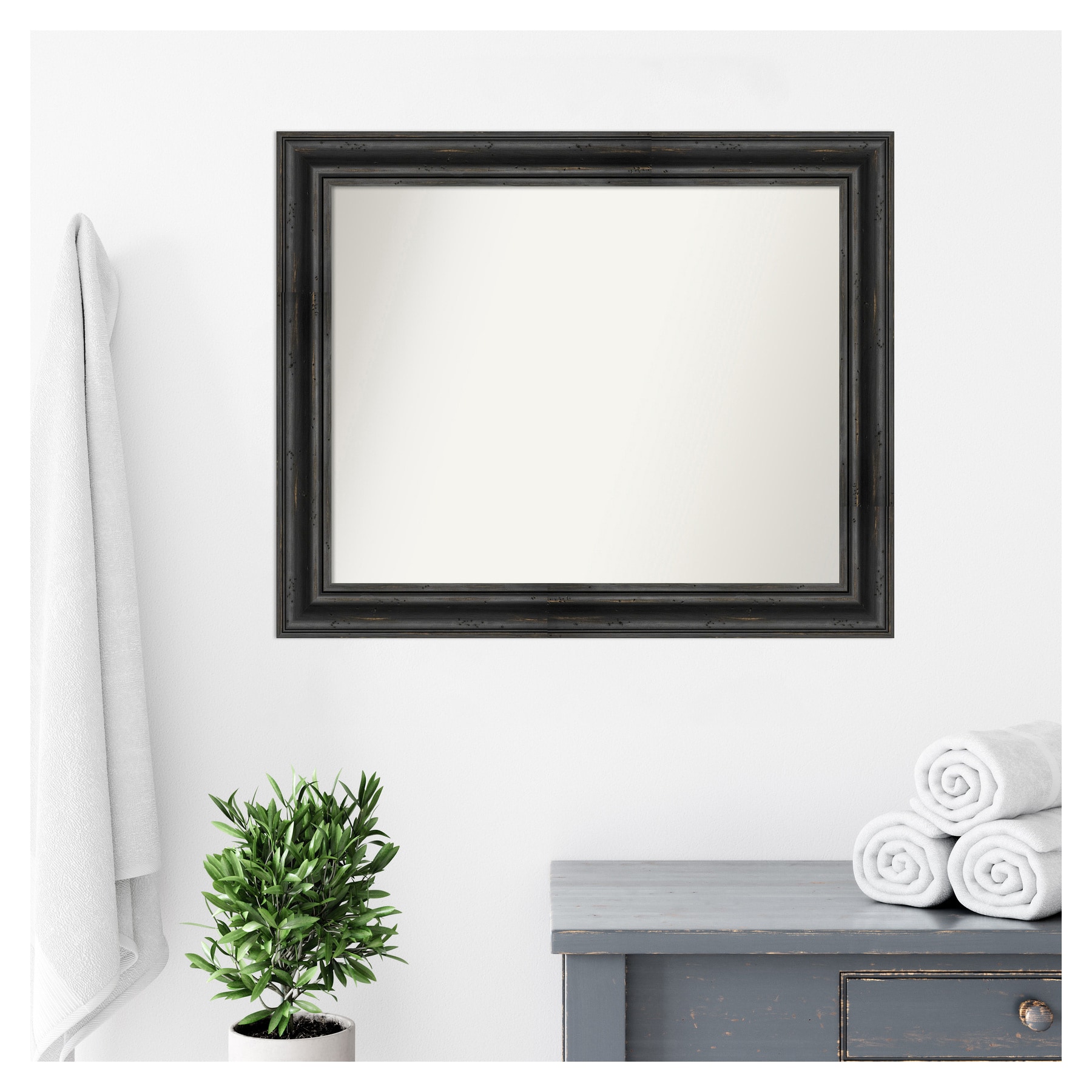 Rustic Black Pine Full Length Rectangular Bathroom Vanity Mirror
