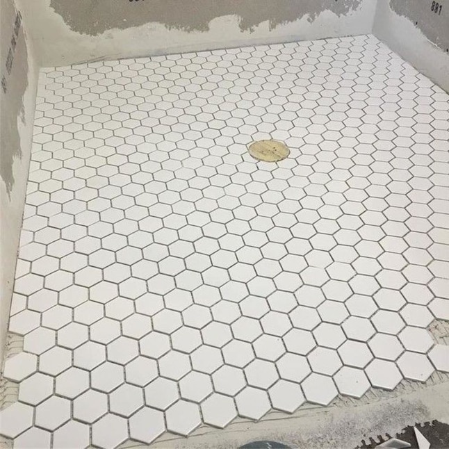 Splash Mosaic Tile Cascade 5 Pack White, Shower Floor Mesh Tile
