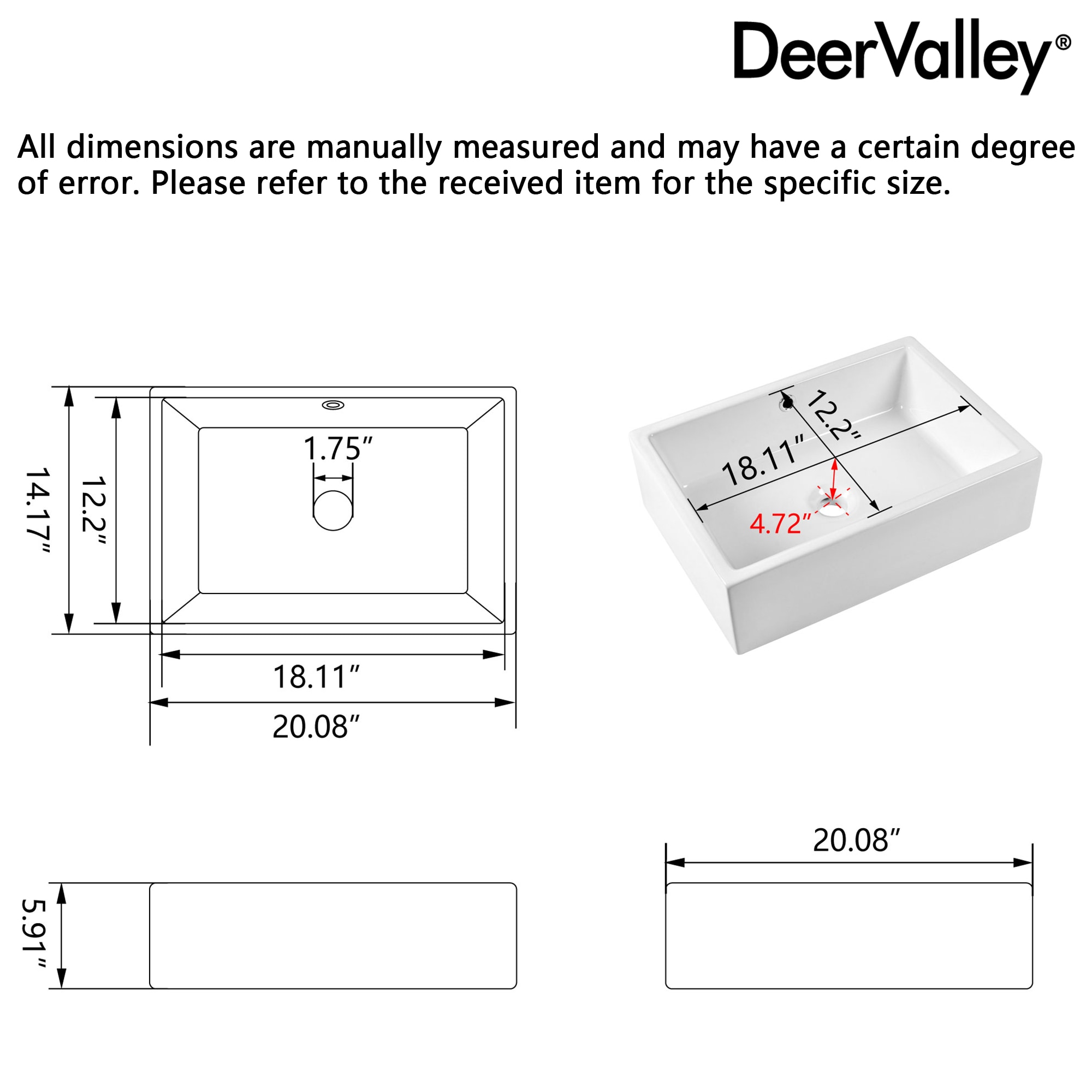 DeerValley DV-1V0180 Bath-Sink - View #3