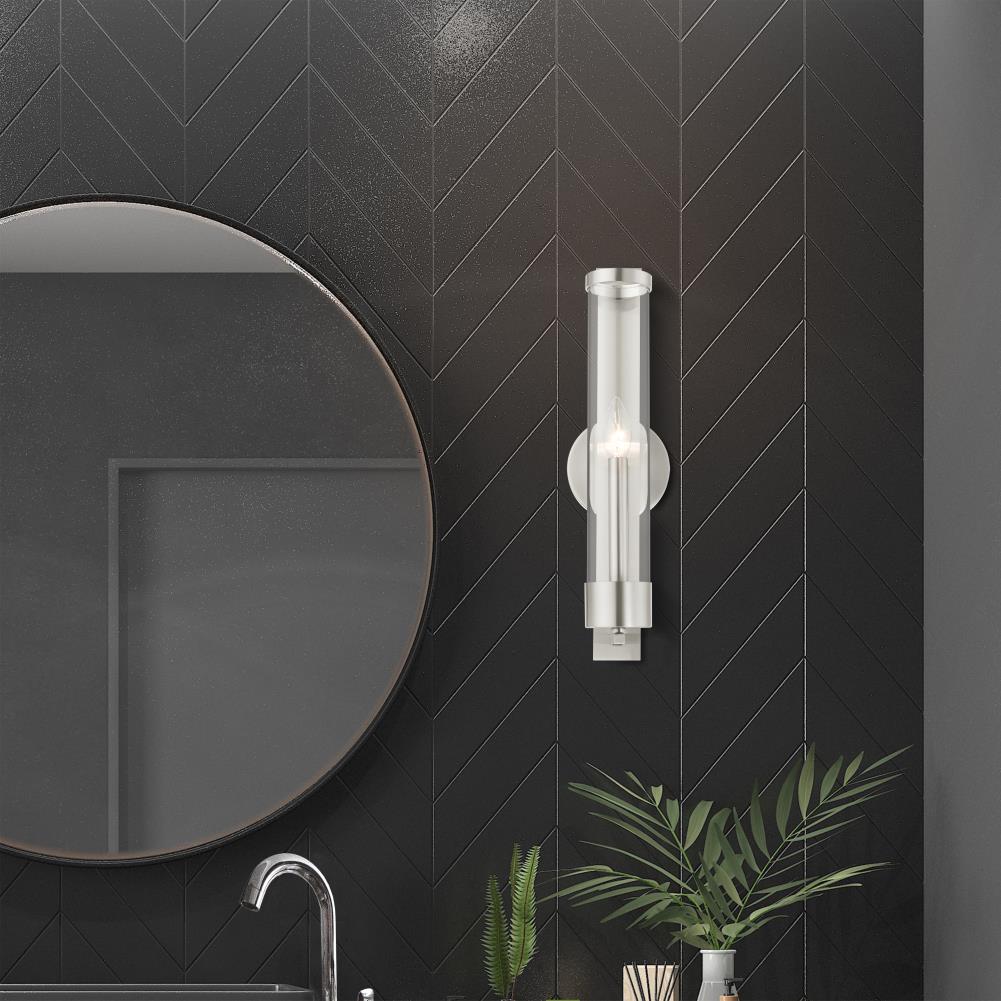 Castleton Brushed Nickel ADA Compliant Wall Sconce with Clear Glass