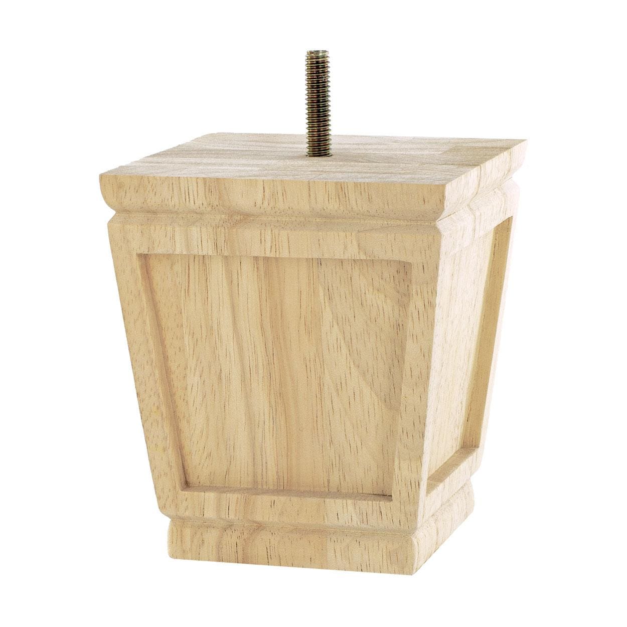 Unfinished Solid Hardwood Square Bun Foot Legs, Set of 4