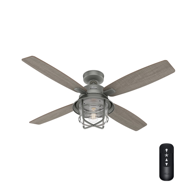 Hunter Port Royale 52 In Matte Silver, Home Depot Outdoor Fan With Light And Remote