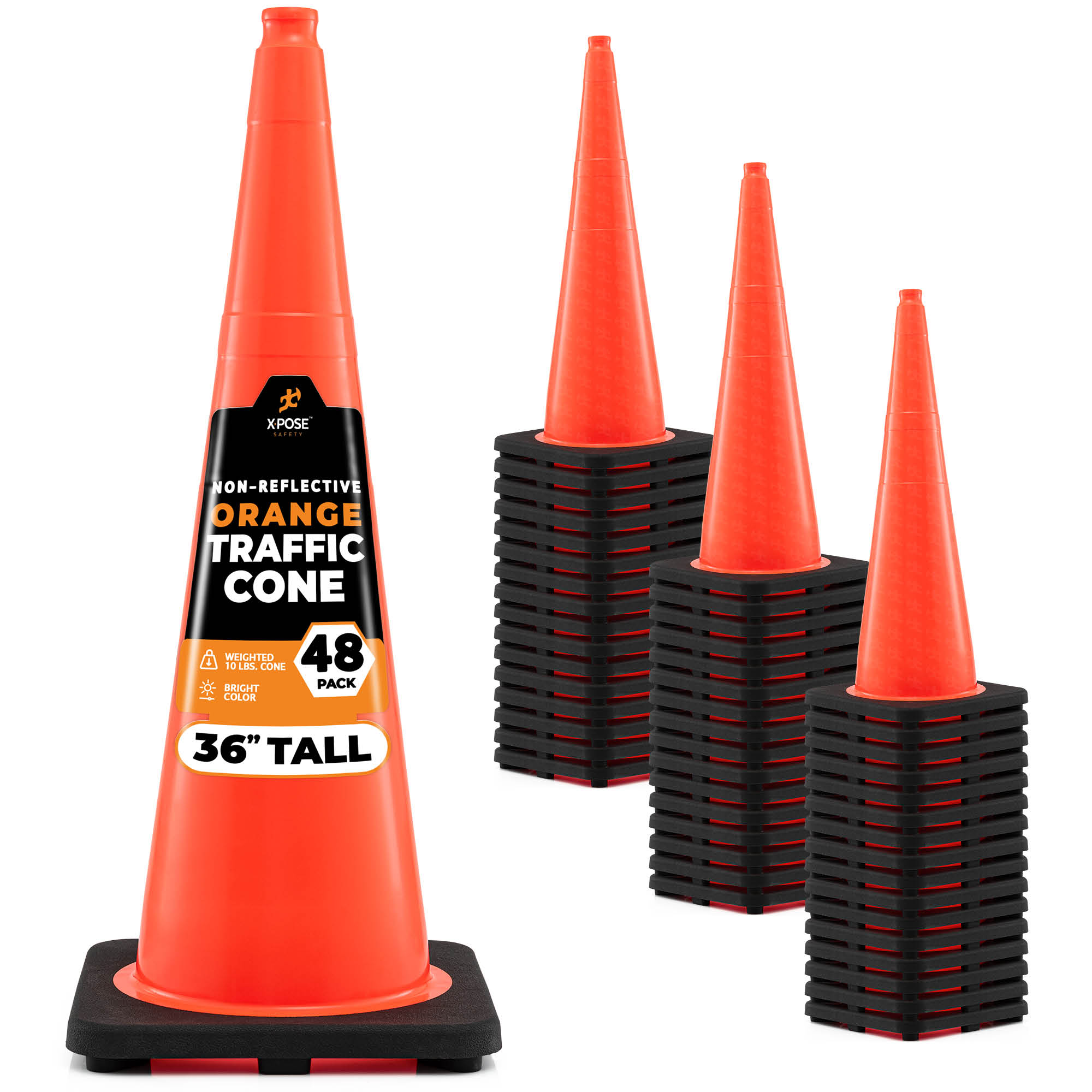 XPOSE SAFETY OTC36-48-X 48 -Pack 40-in Orange Traffic safety cone