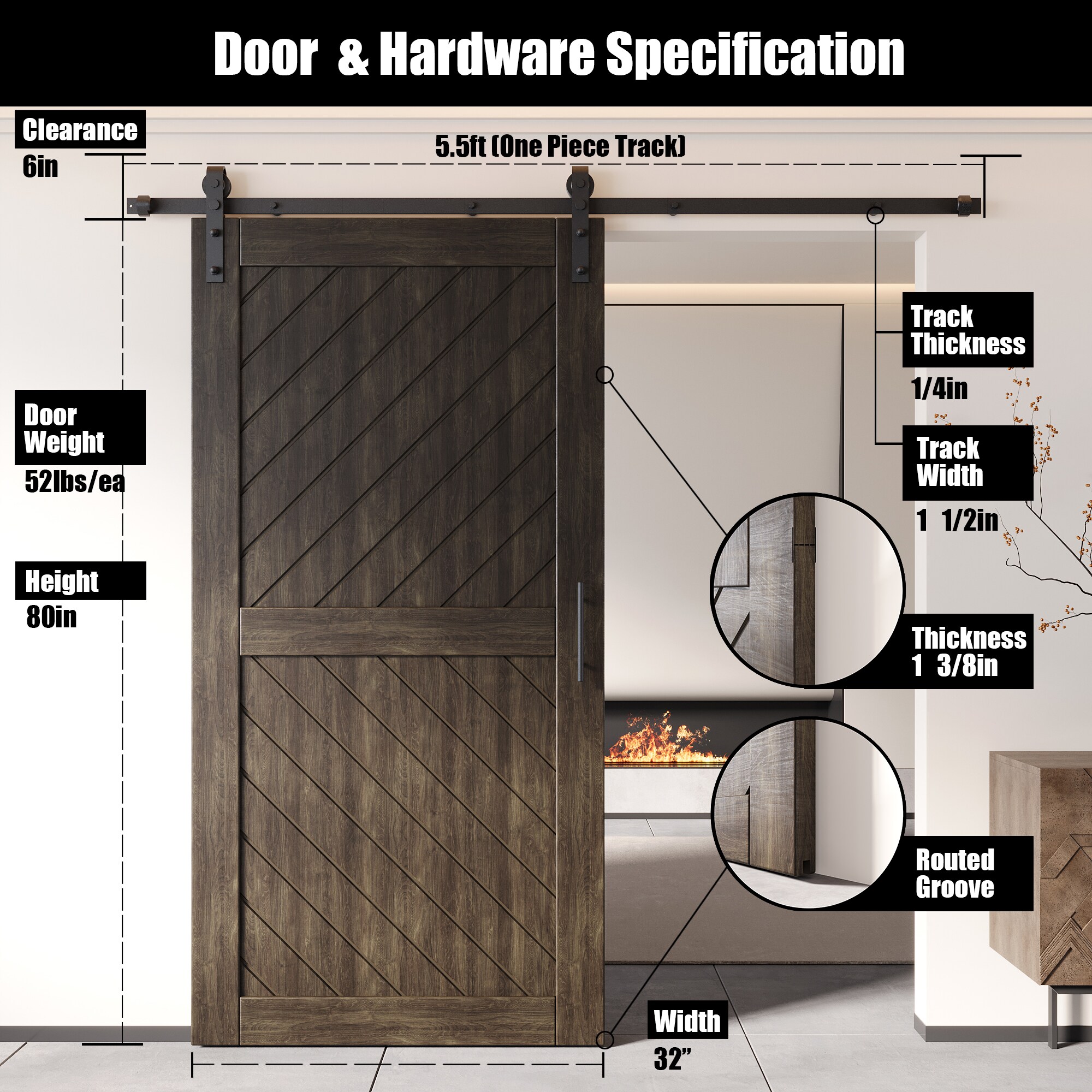HOMACER YT1H066C-XT3-3280-EB Barn-Doors - View #2