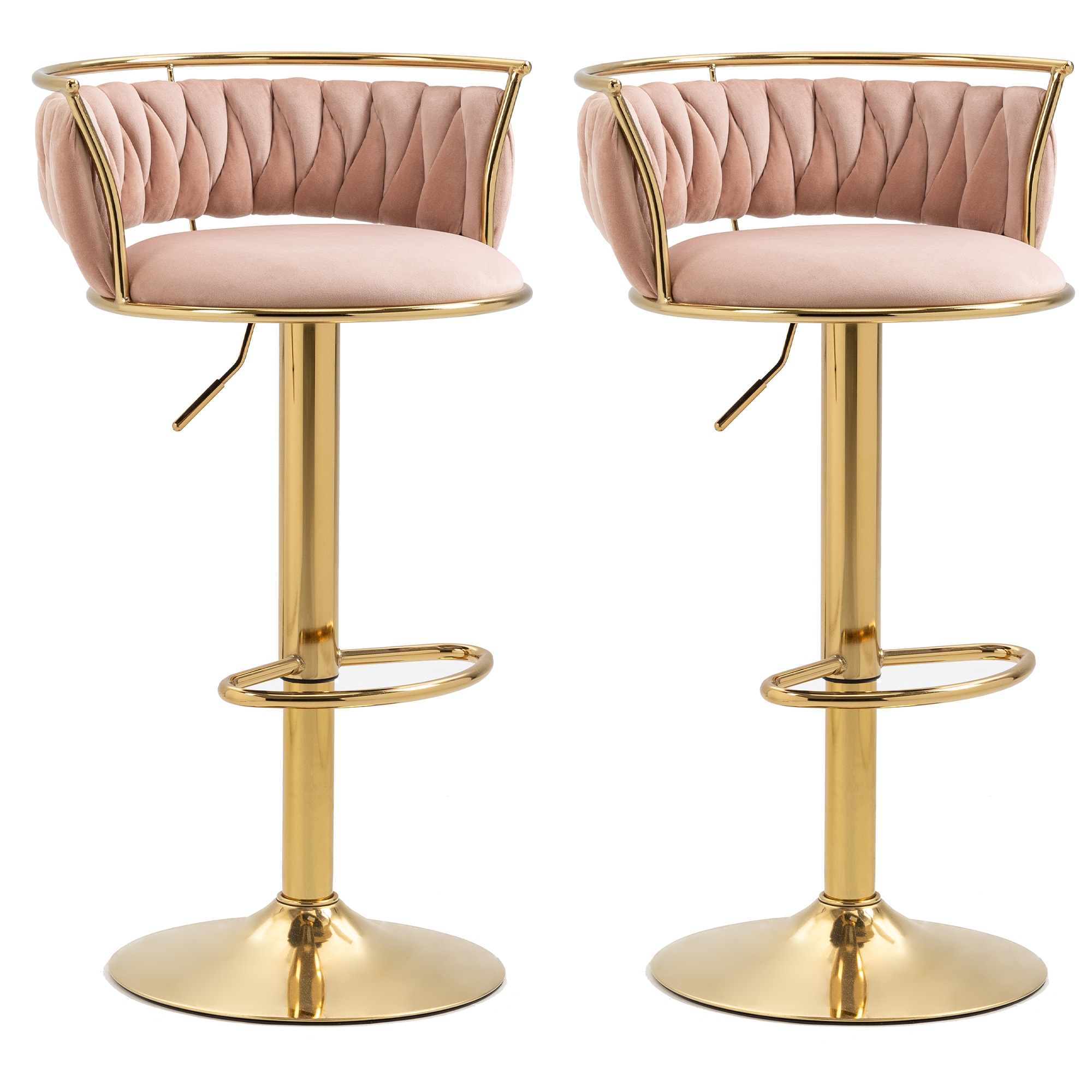 Dreamsidea - Velvet Swivel Bar Stool - Counter Height Design - Backrest Support - Adjustable Wove...