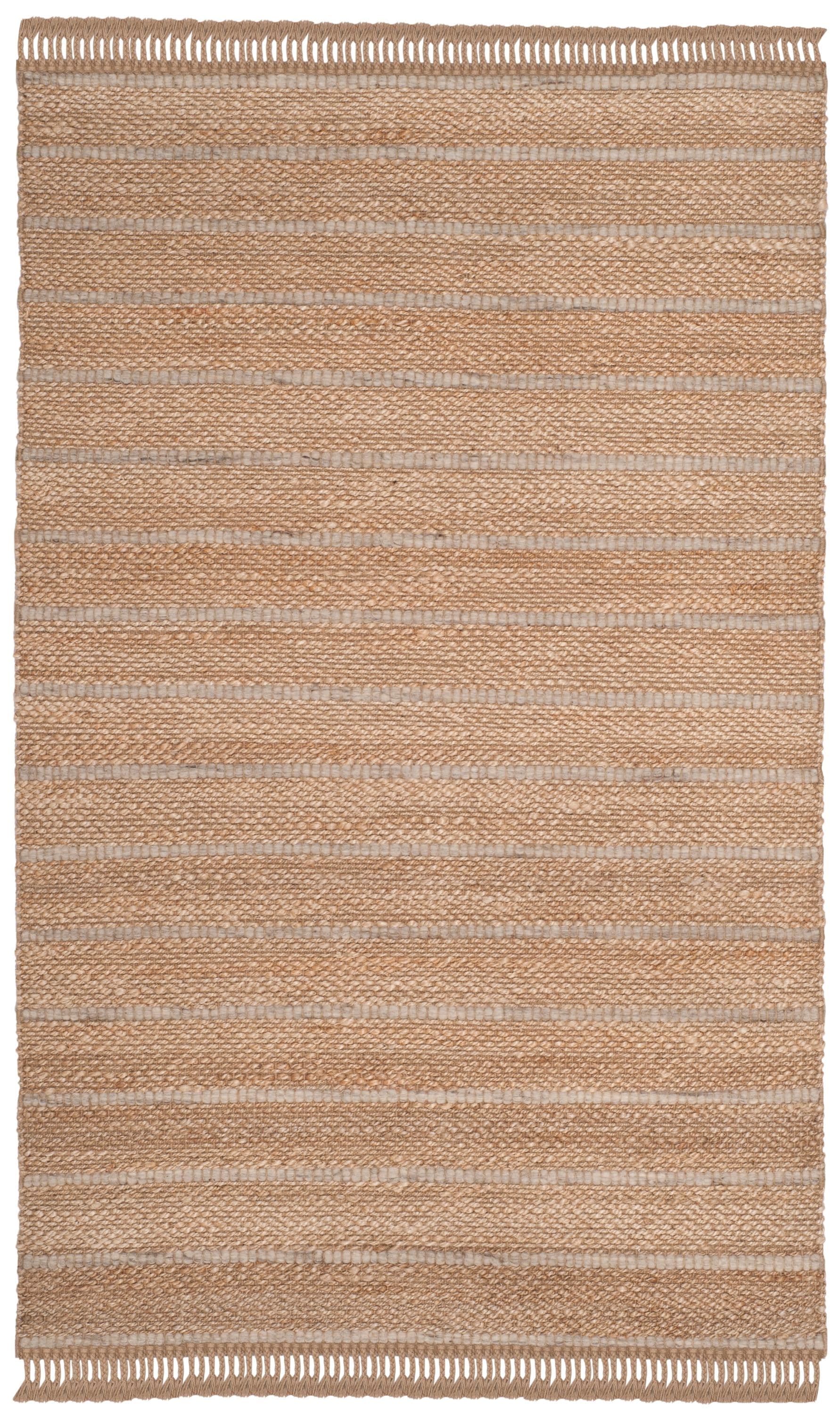 Safavieh NF550A-4 Natural Fiber Maldives 4 x 6 (ft) Synthetic Natural/Gray Rectangular Indoor Stripe Coastal Area rug