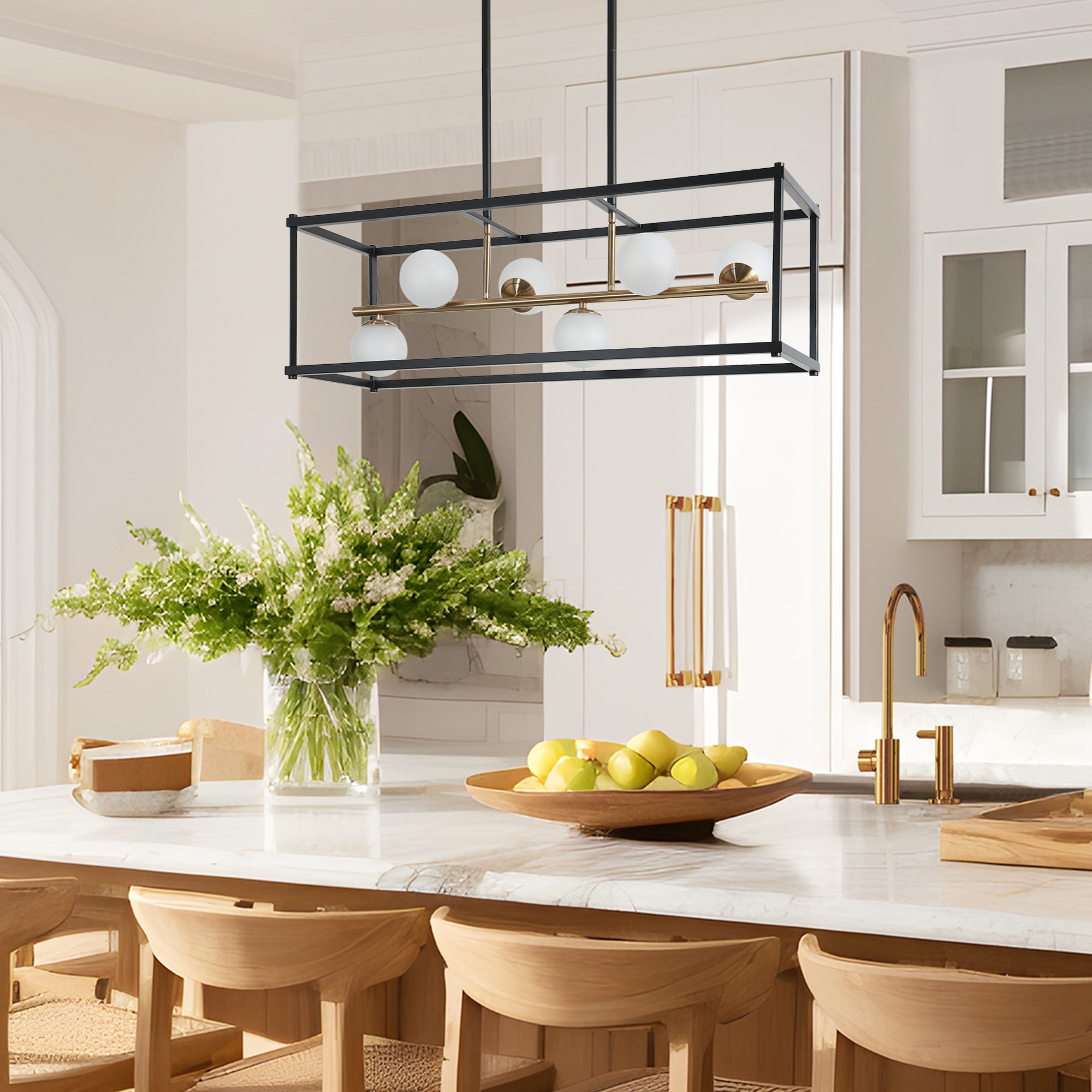 ZEVNI Froswy Transitional 6-Light Matte Farmhouse Black