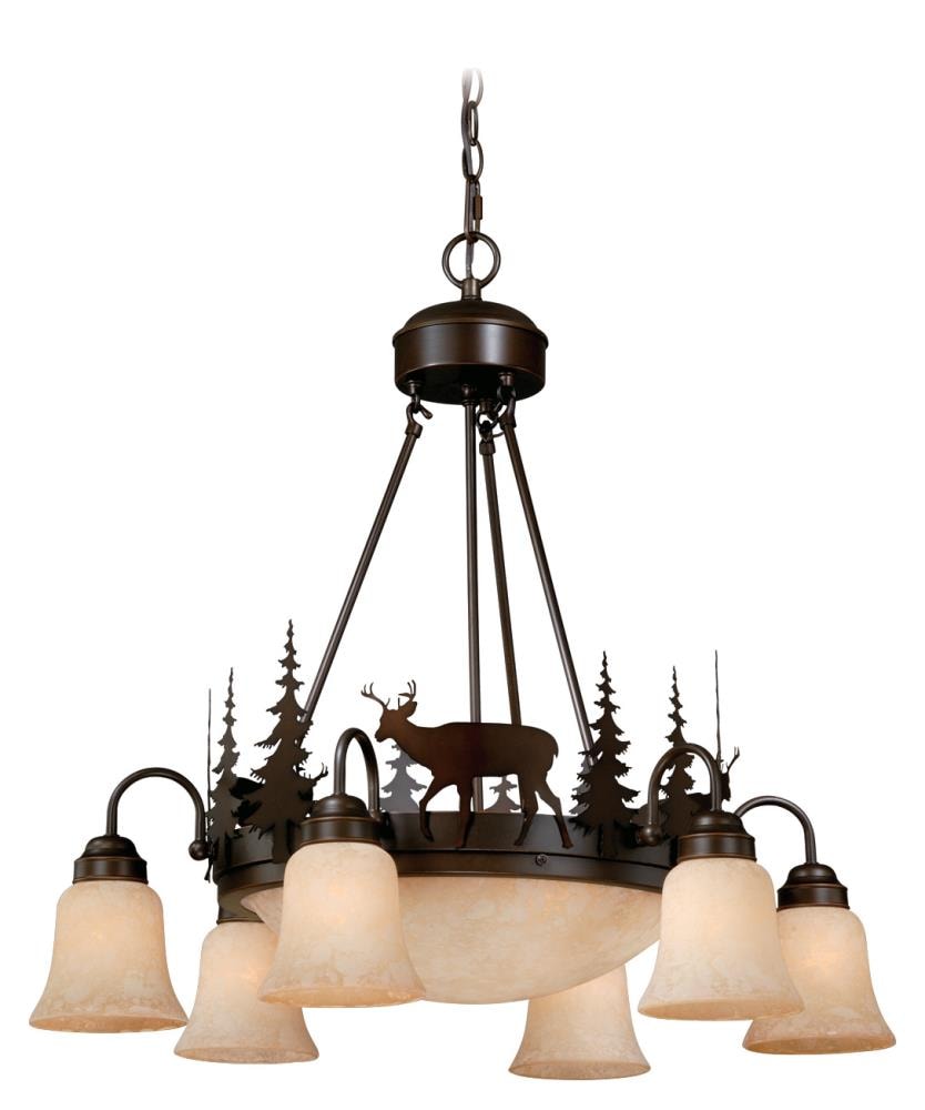 Rustic Deer Silhouette 9-Light Chandelier in Burnished Bronze