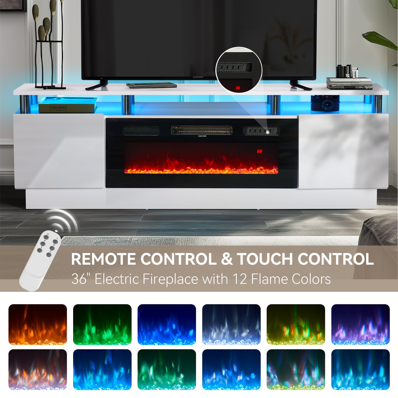 AOXUN H21014WH-80+H20023 Electric-Fireplaces - View #4