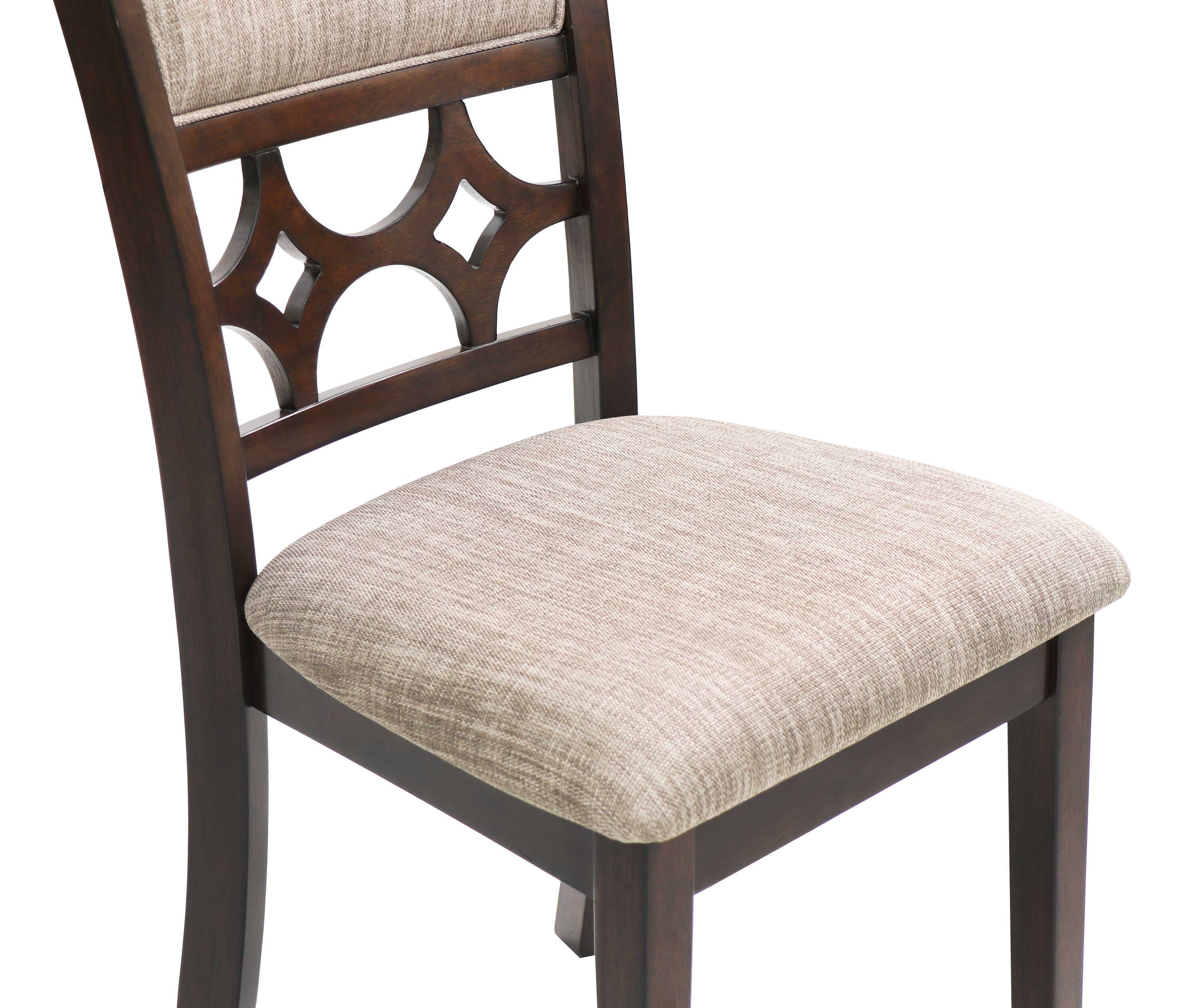 Cherry Brown Round Wood Dining Set with 4 Chairs