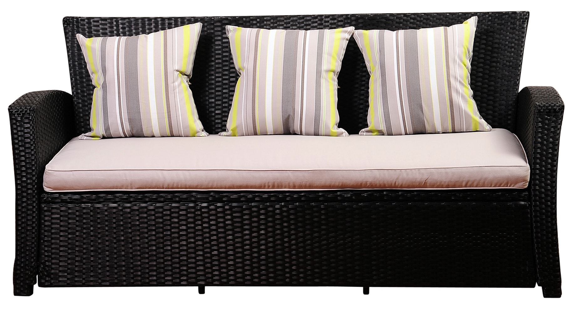 International Home EN-IH-ATLBK Staffordshire patio sofa Wicker Outdoor Sofa with Gray Cushions and Steel Frame