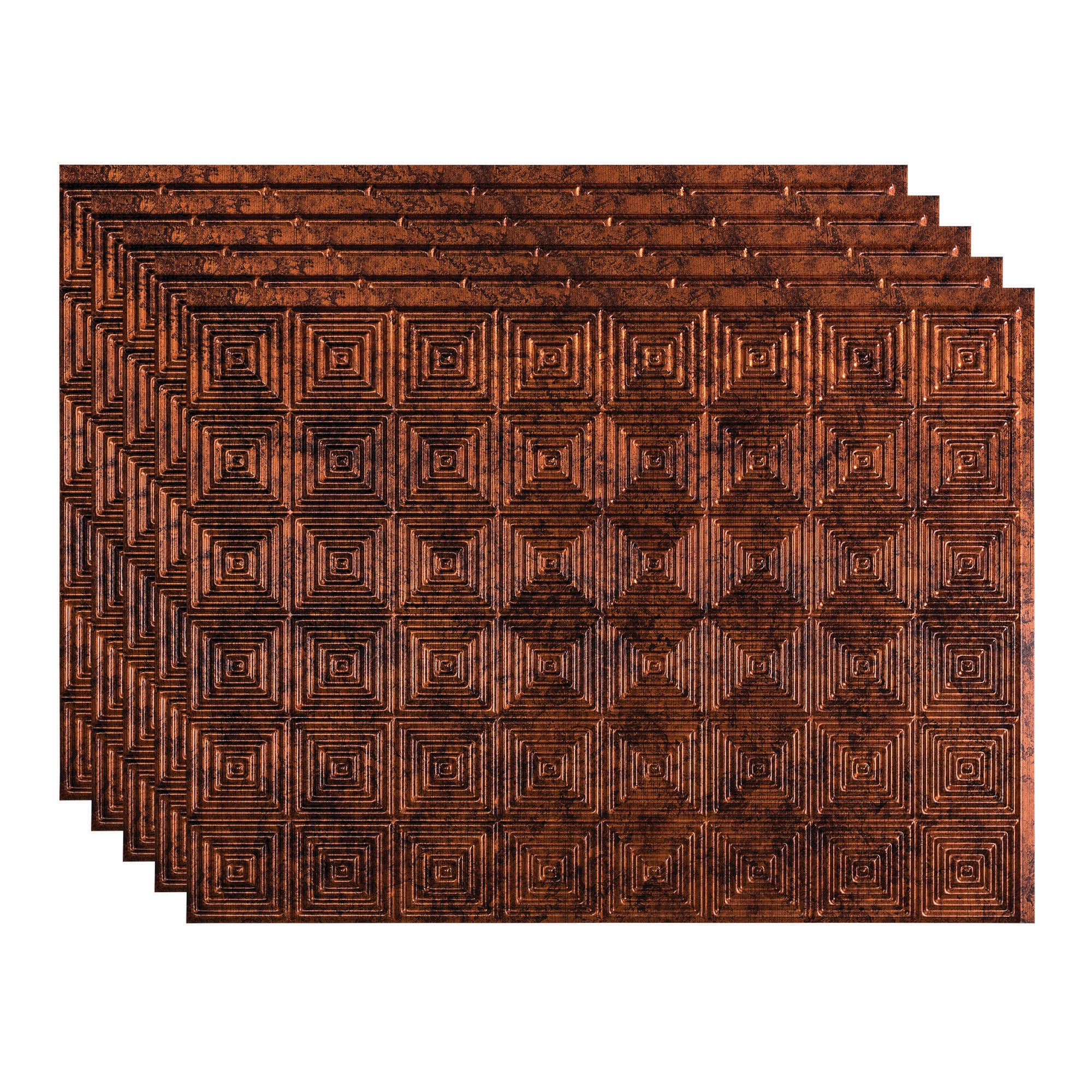 Fasade PB5318 Miniquattro 18.25-in x 24.25-in Vinyl Moonstone Copper Backsplash Panels 5.0 -Pack