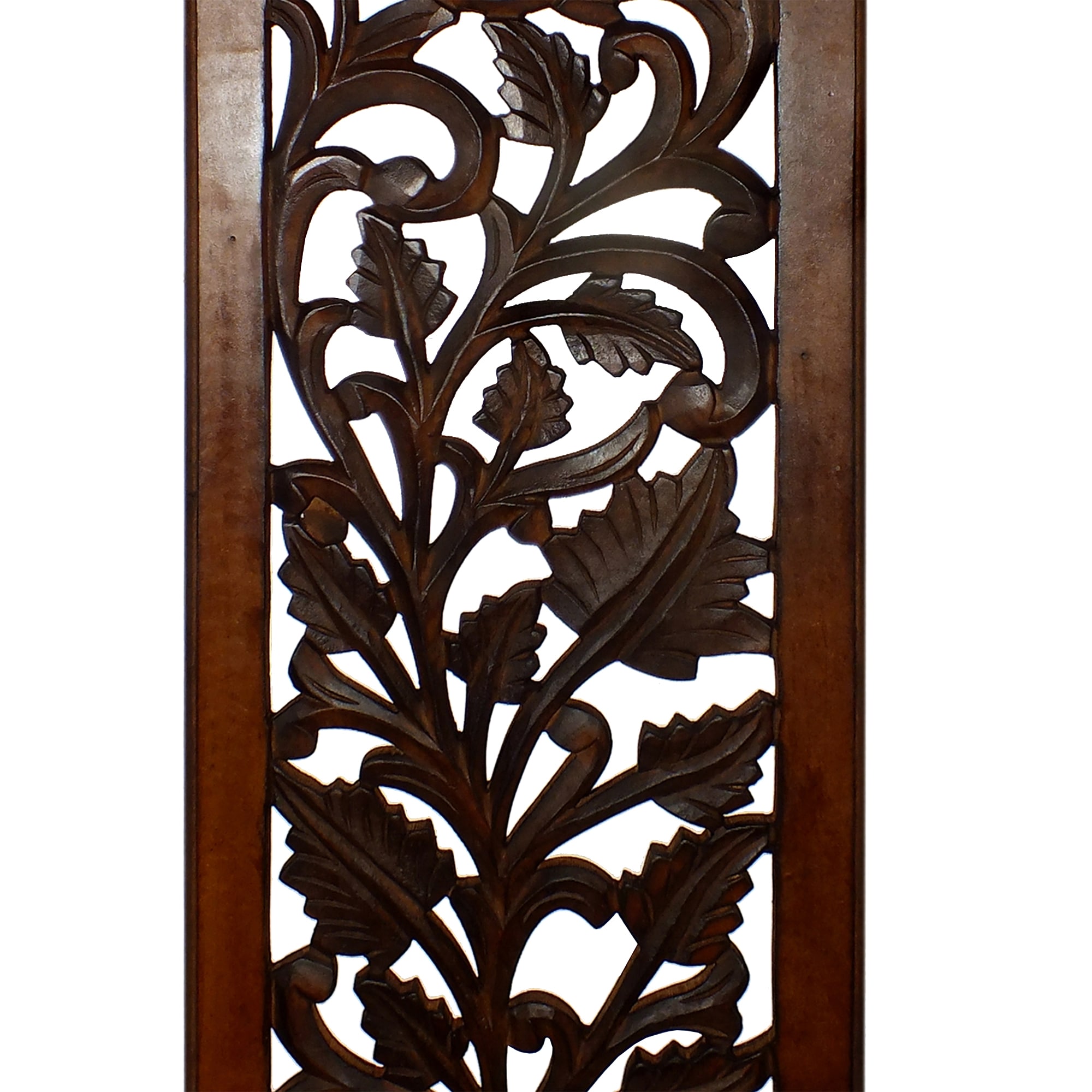 Handcrafted Brown Mango Wood Floral Wall Panel