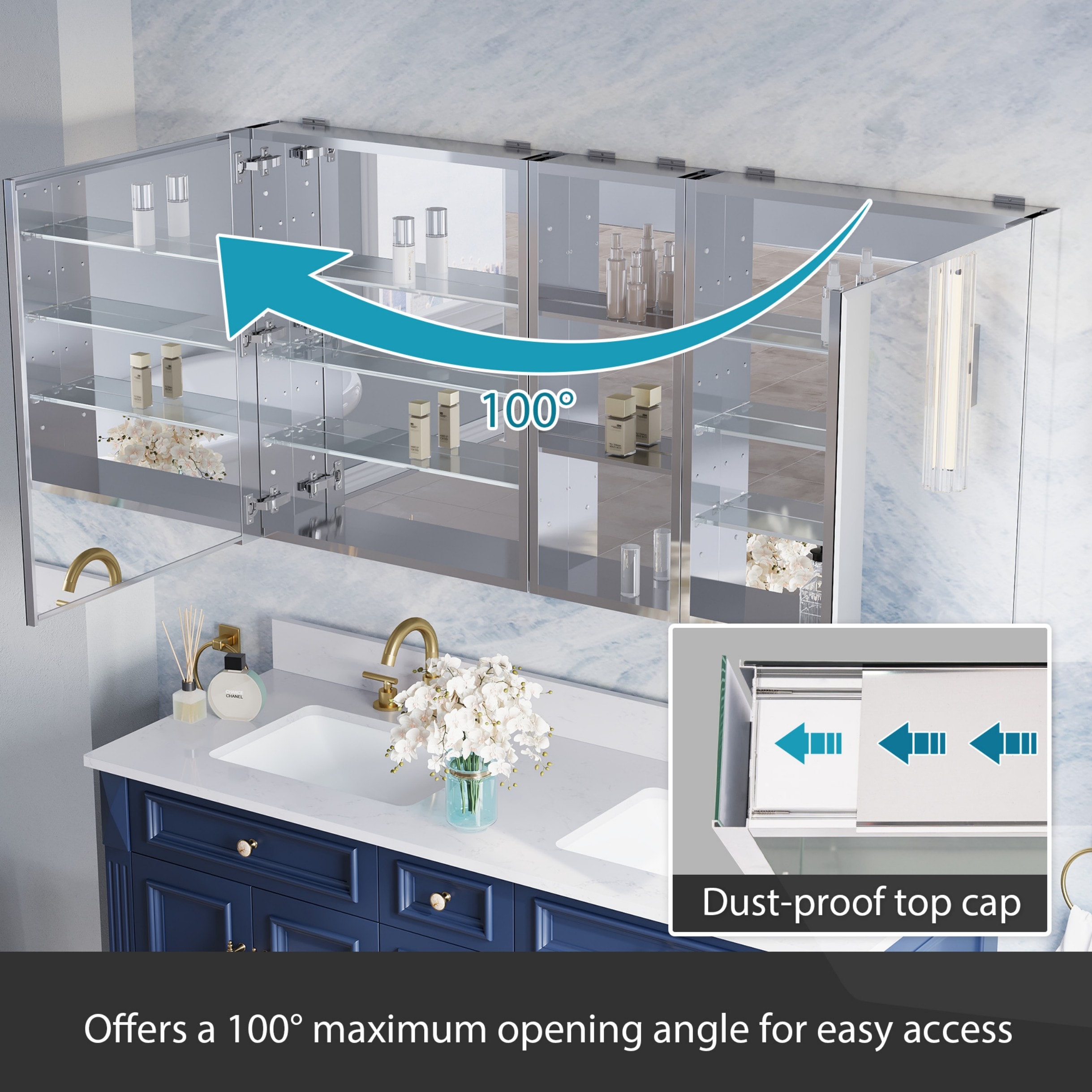 WELLFOR B24L1230MCB24R Bathroom-Wall-Cabinets - View #4
