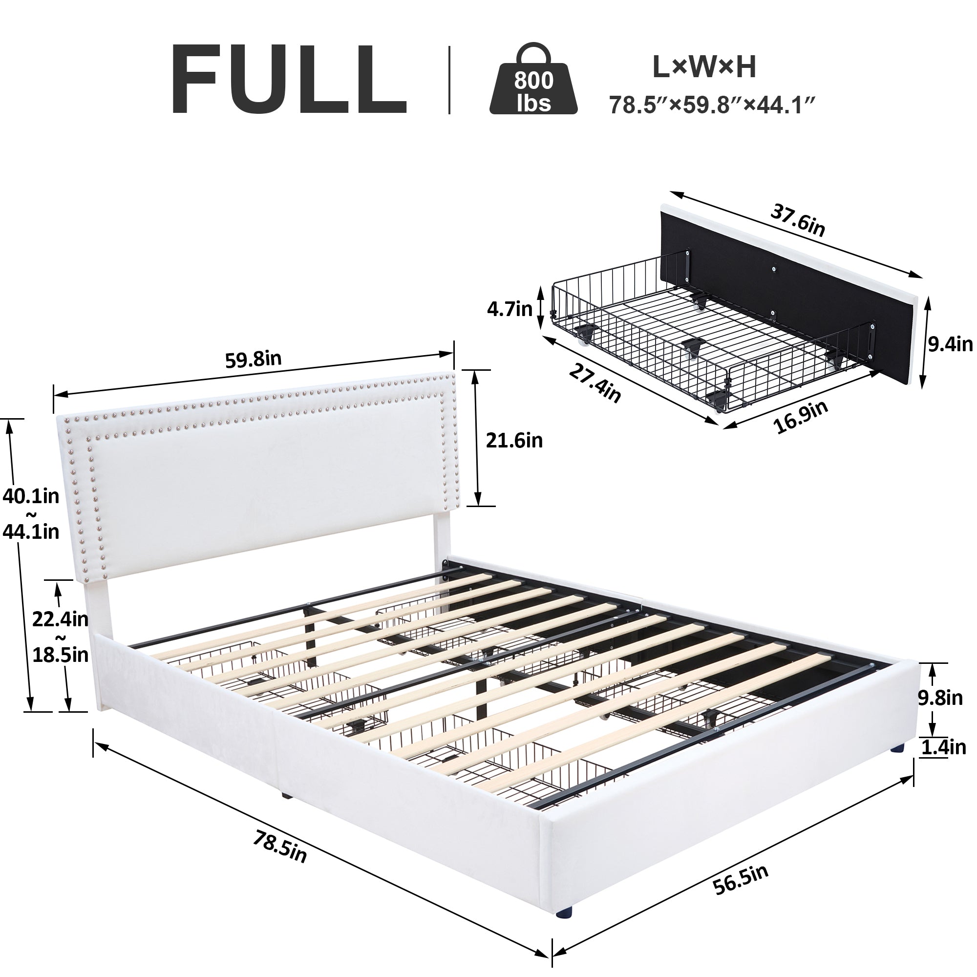 Vecelo LOE-CY-FB05-UP-WHT beds - View #3