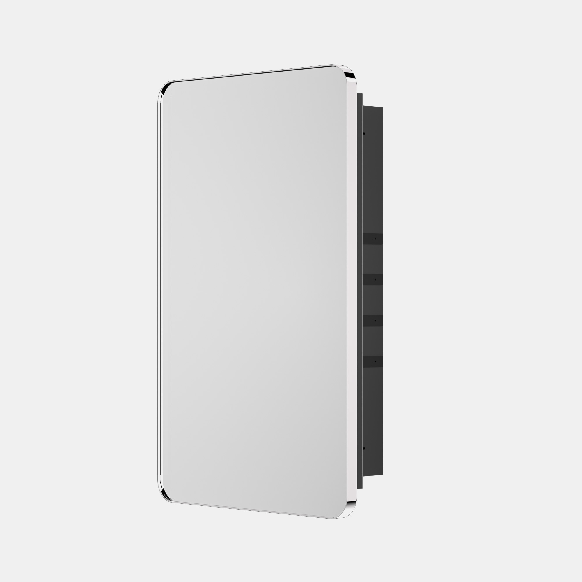 TETOTE 20-in x 32-in Recessed Mount Chrome Framed Mirrored Rectangle Medicine Cabinet