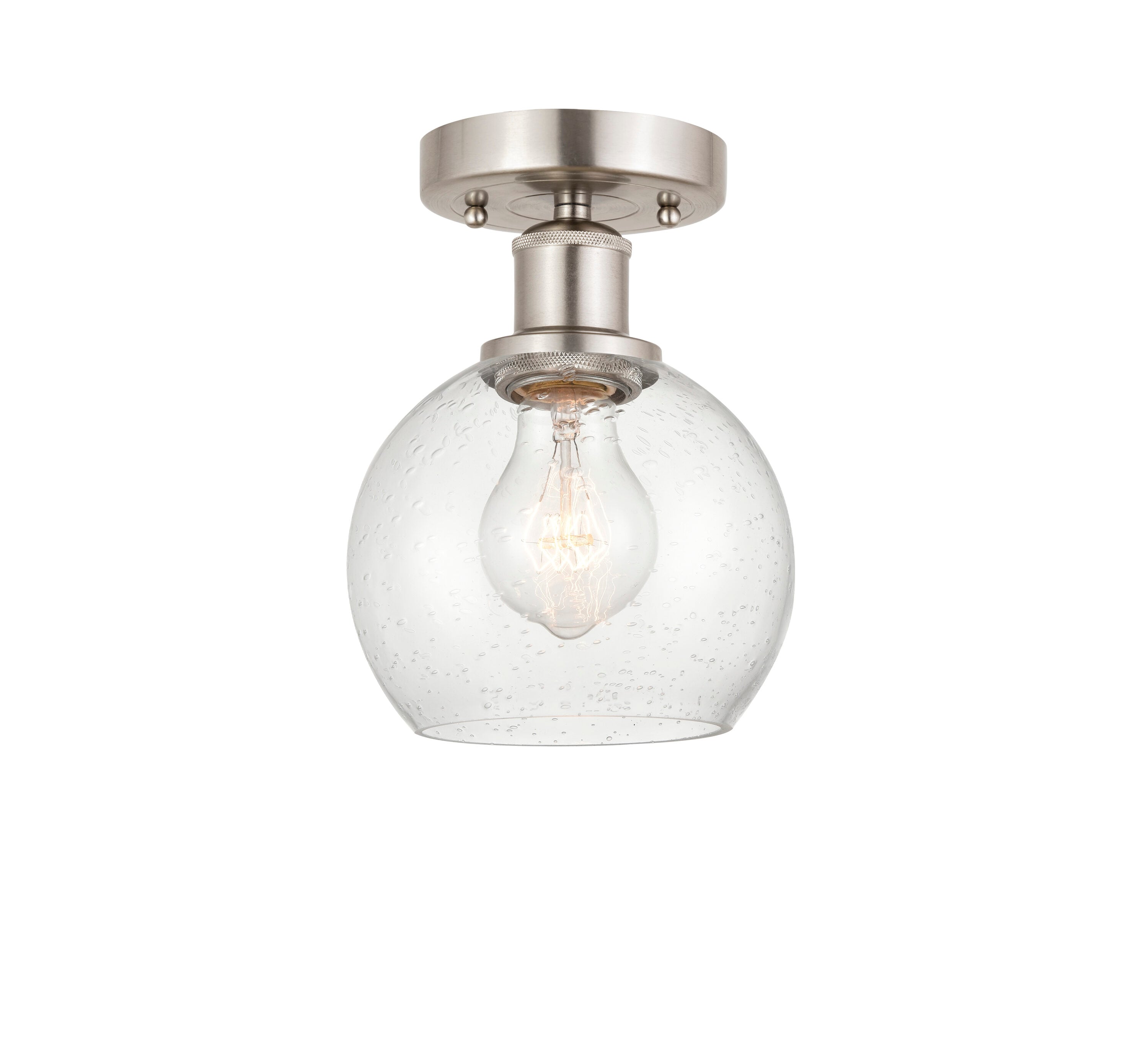 Innovations Lighting 616-1F-SN-G124-6 Athens 1 -Light 6-in Brushed Nickel Flush Mount Light