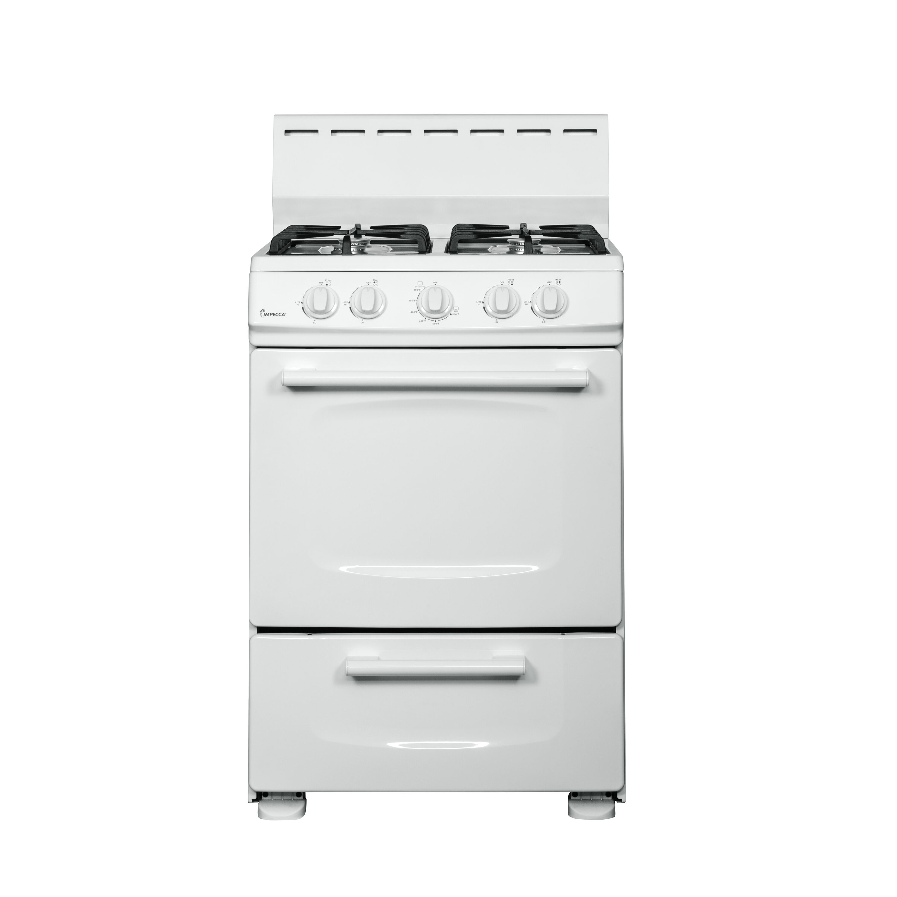 Impecca WIGR2411WW697 24-in 4 burners 2.76-cu ft Freestanding Natural Gas Range ( White )