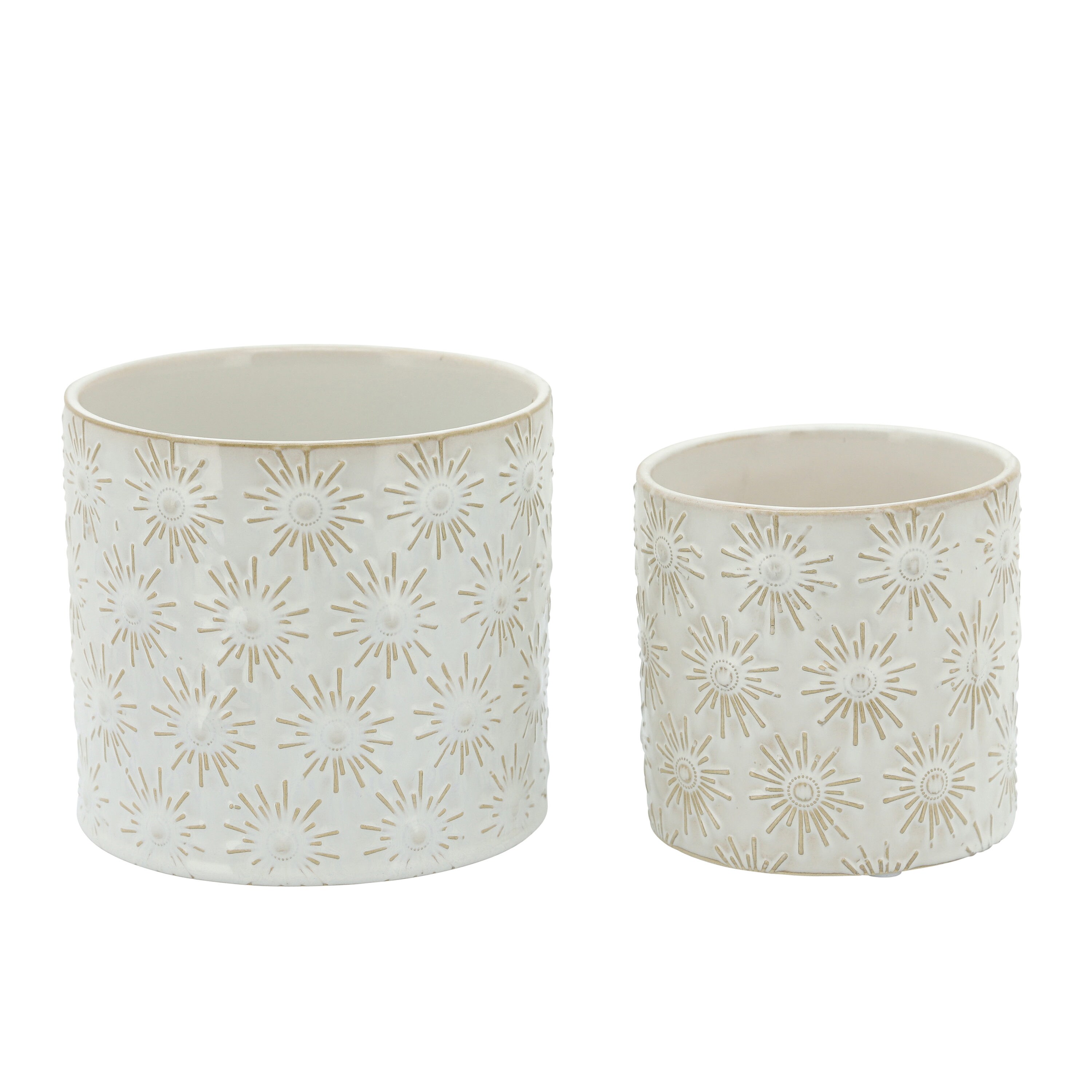 Sagebrook Home 15351-01 Round 7-in W x 6-in H Off-white Ceramic Indoor/Outdoor Planter