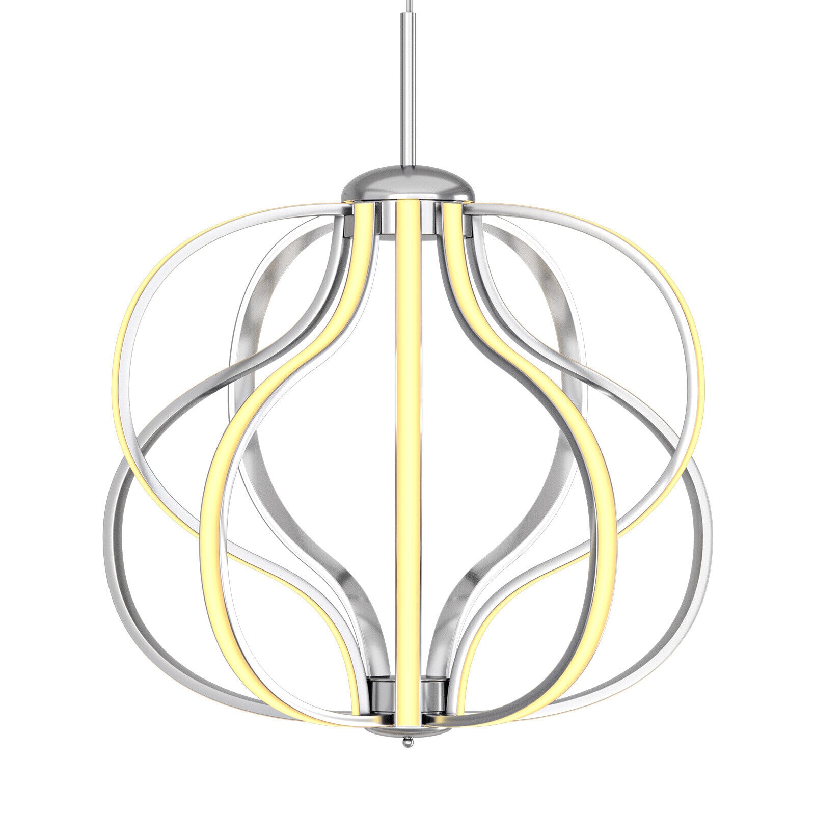 Volenca Chrome Modern LED Chandelier Dimmable 20-in Dia Adjustable 25-in to 73-in Drop 2000lm ETL Listed