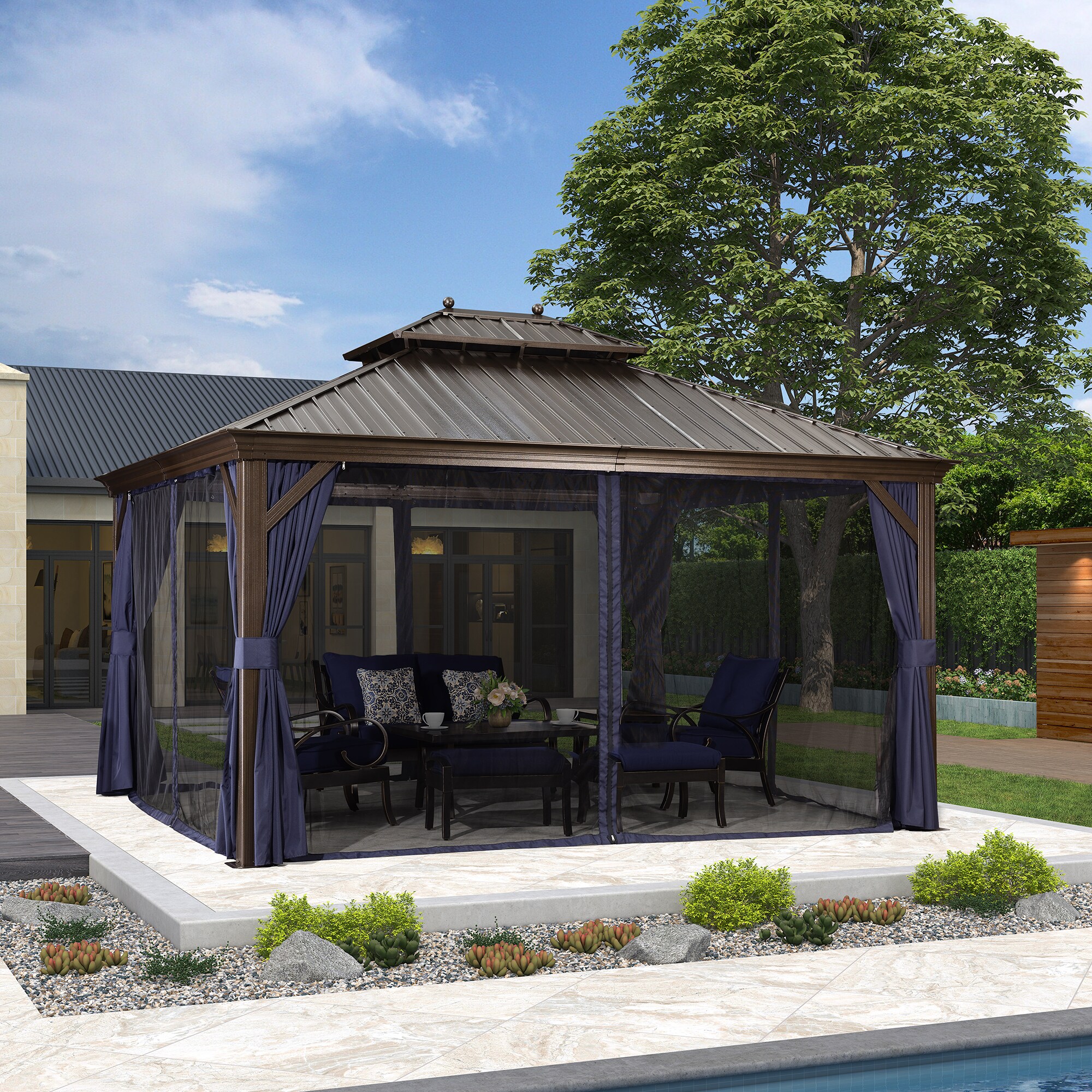 PURPLE LEAF LSMHS1214DNB Wood-Resin-Gazebos - View #4