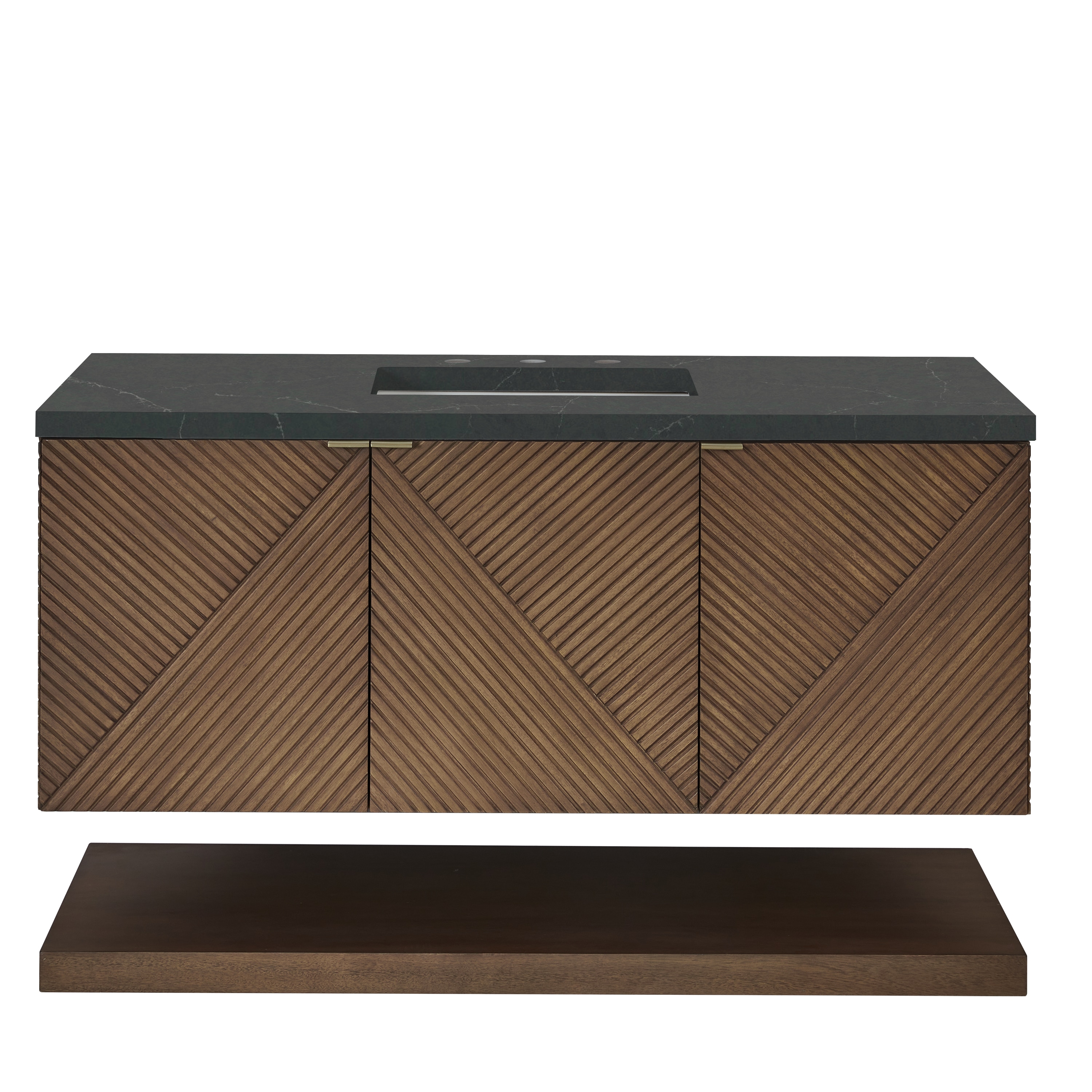 James Martin Vanities D200-V48-CSN-3CSP Marcello 48-in Chestnut Undermount Single Sink Floating Bathroom Vanity with Charcoal Soapstone Quartz Top