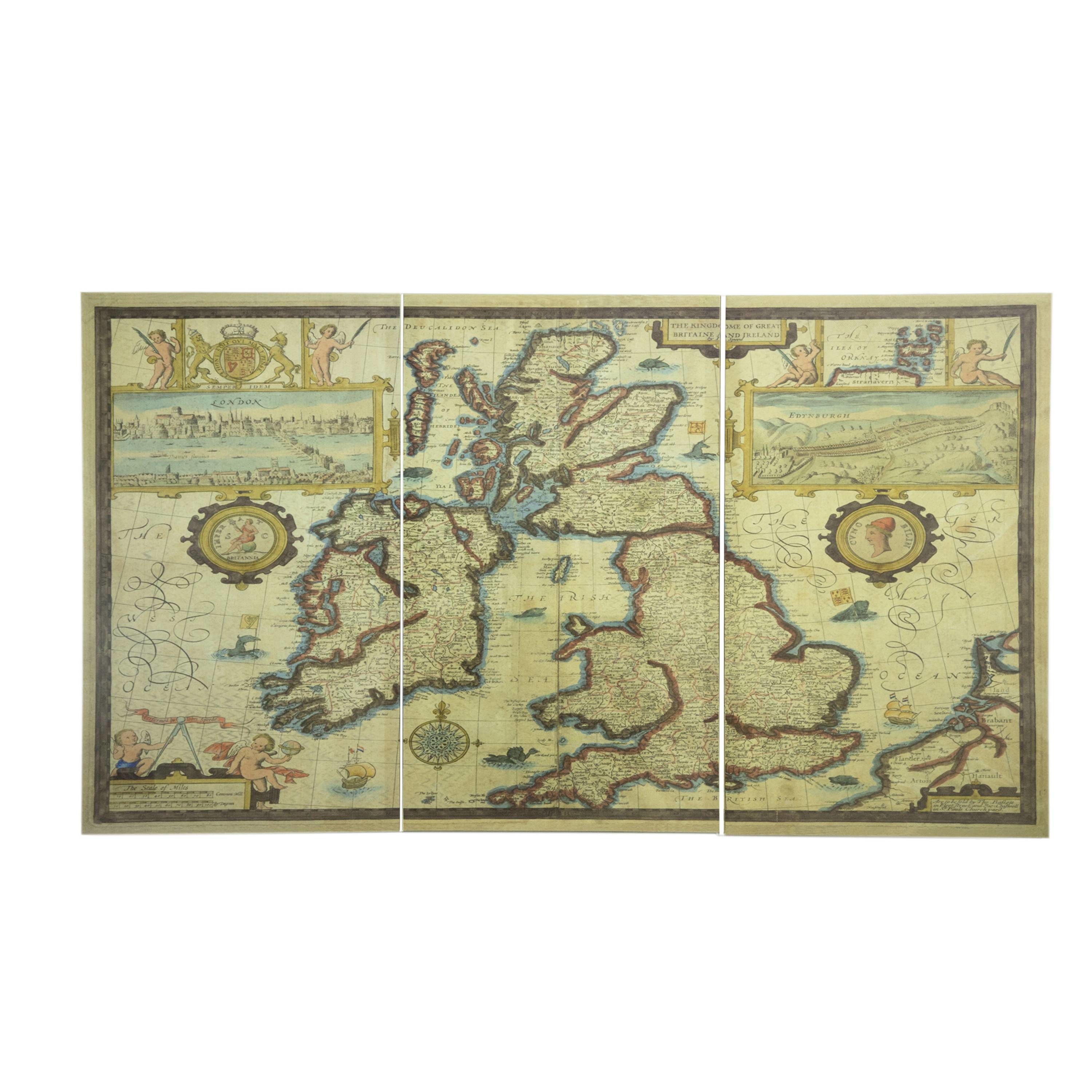 A&B Home EL83553-DS Natural 41.3-in H x 23.6-in W Maps Painting