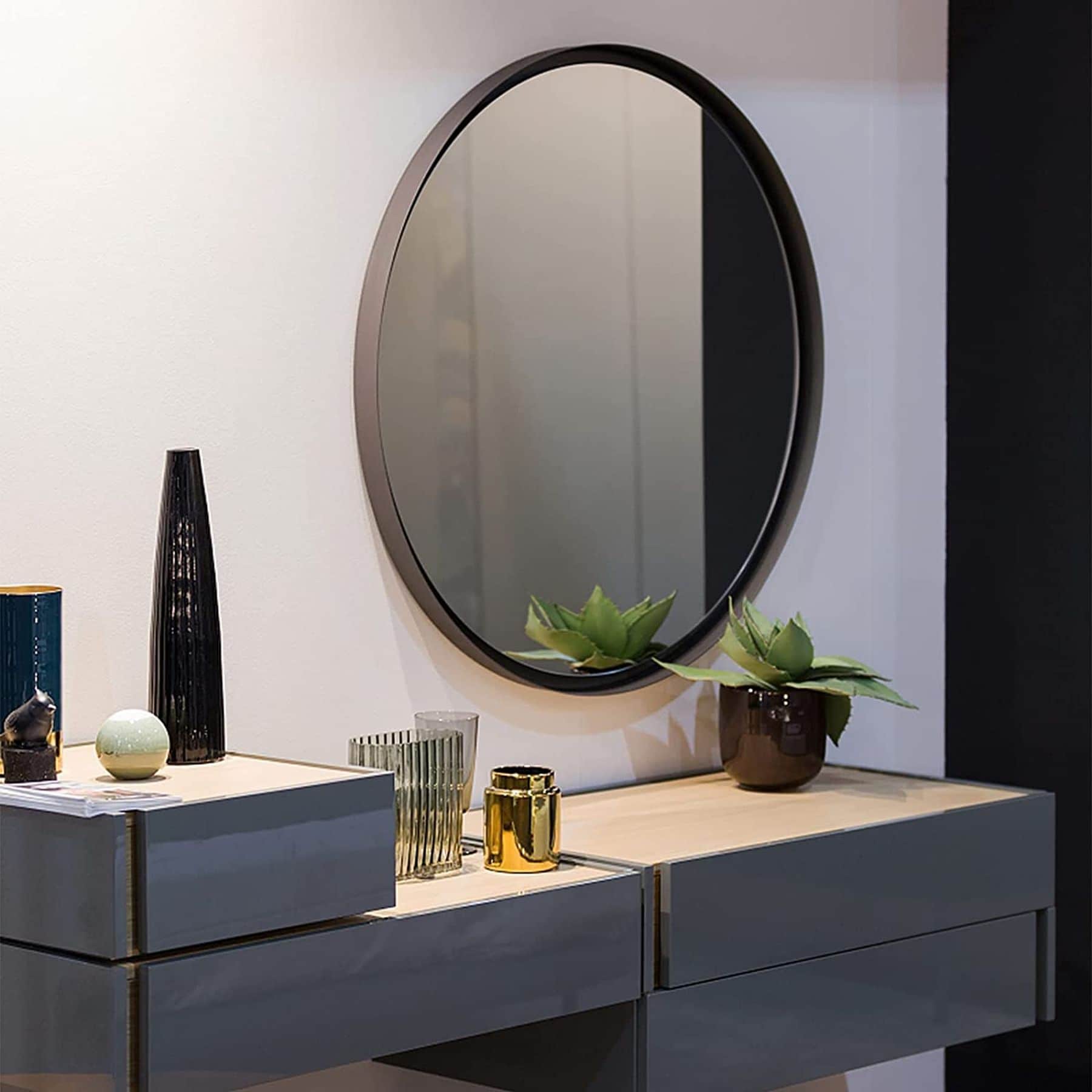 Blisstyle PREMIUM 24-in x 24-in Polished Round Bathroom Vanity Mirror ...