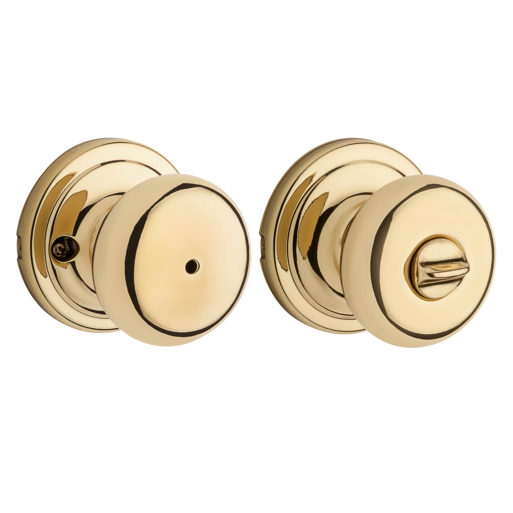Signatures Hancock Polished Brass Interior Bed/Bath No Deadbolt Privacy Door Knob with Antimicrobial Technology in Gold | - Kwikset 730H 3 6AL RCS KI GC