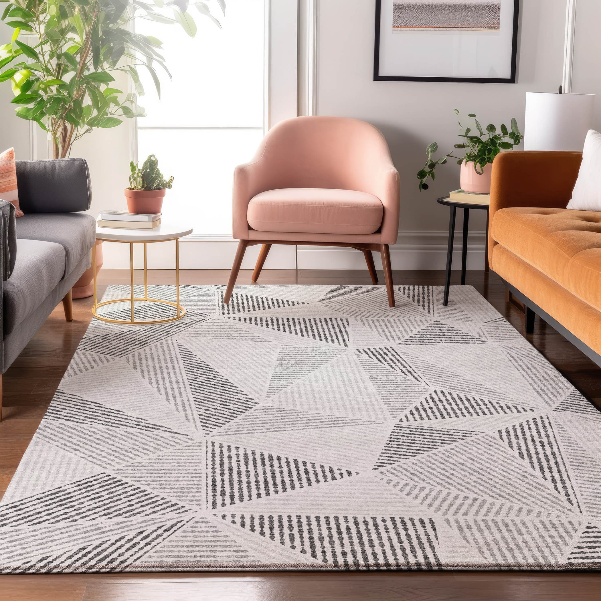 Addison Rugs AMF618GY10X14 Mayfield AMF618GY 10 x 14 (ft) Loomed Polyester Gray Rectangular Indoor Geometric Machine washable Area rug